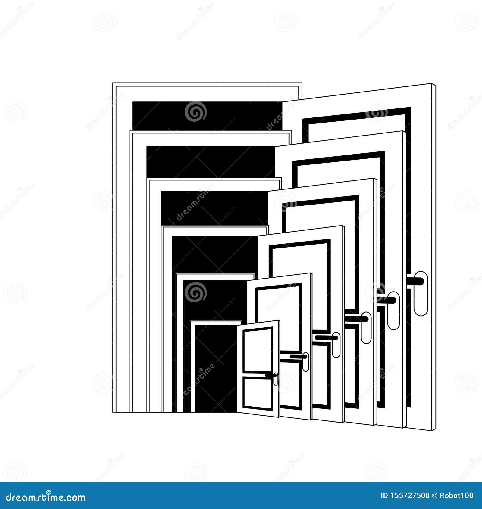 Recursion Open Door Isolated Repeating Doors Vector