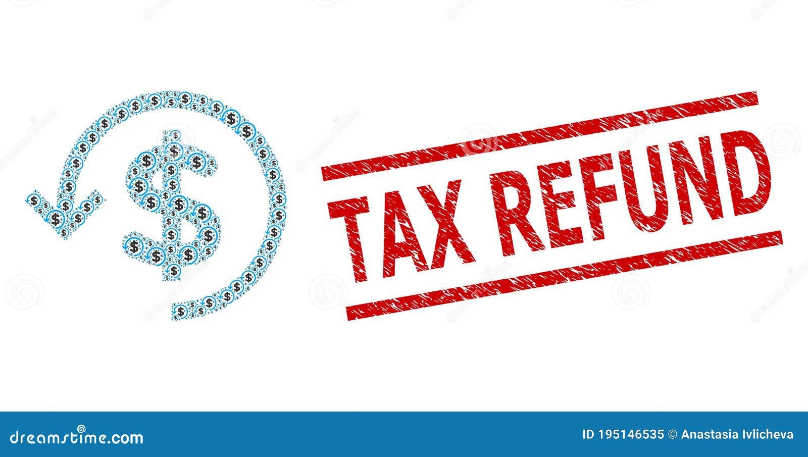 Refund Recursive Collage of Refund Items and Grunge Tax Refund Seal