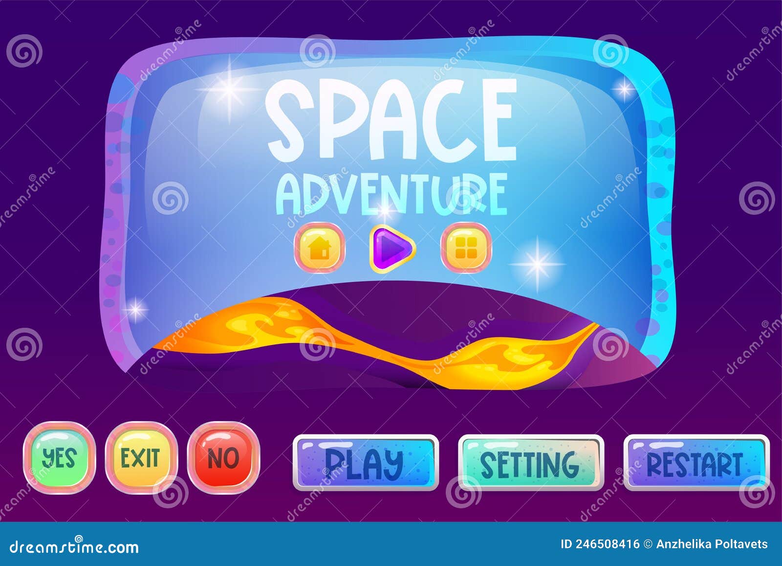 Botões de interface definidos para aplicativos ou jogos espaciais