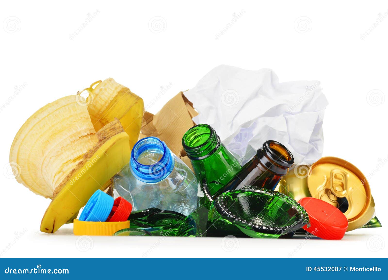 Recyclable Garbage Consisting Of Glass Plastic Metal And Paper Stock