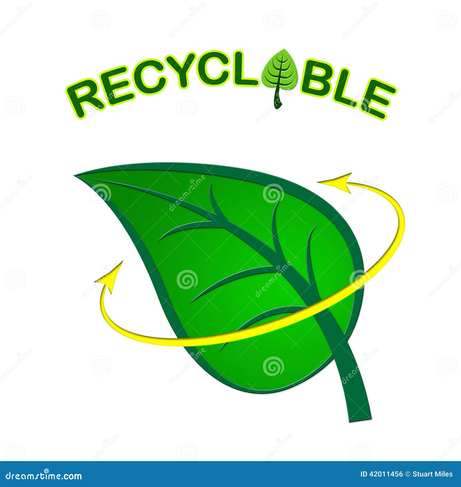 Recyclable Leaf Indicates Earth Friendly and Eco Stock Illustration