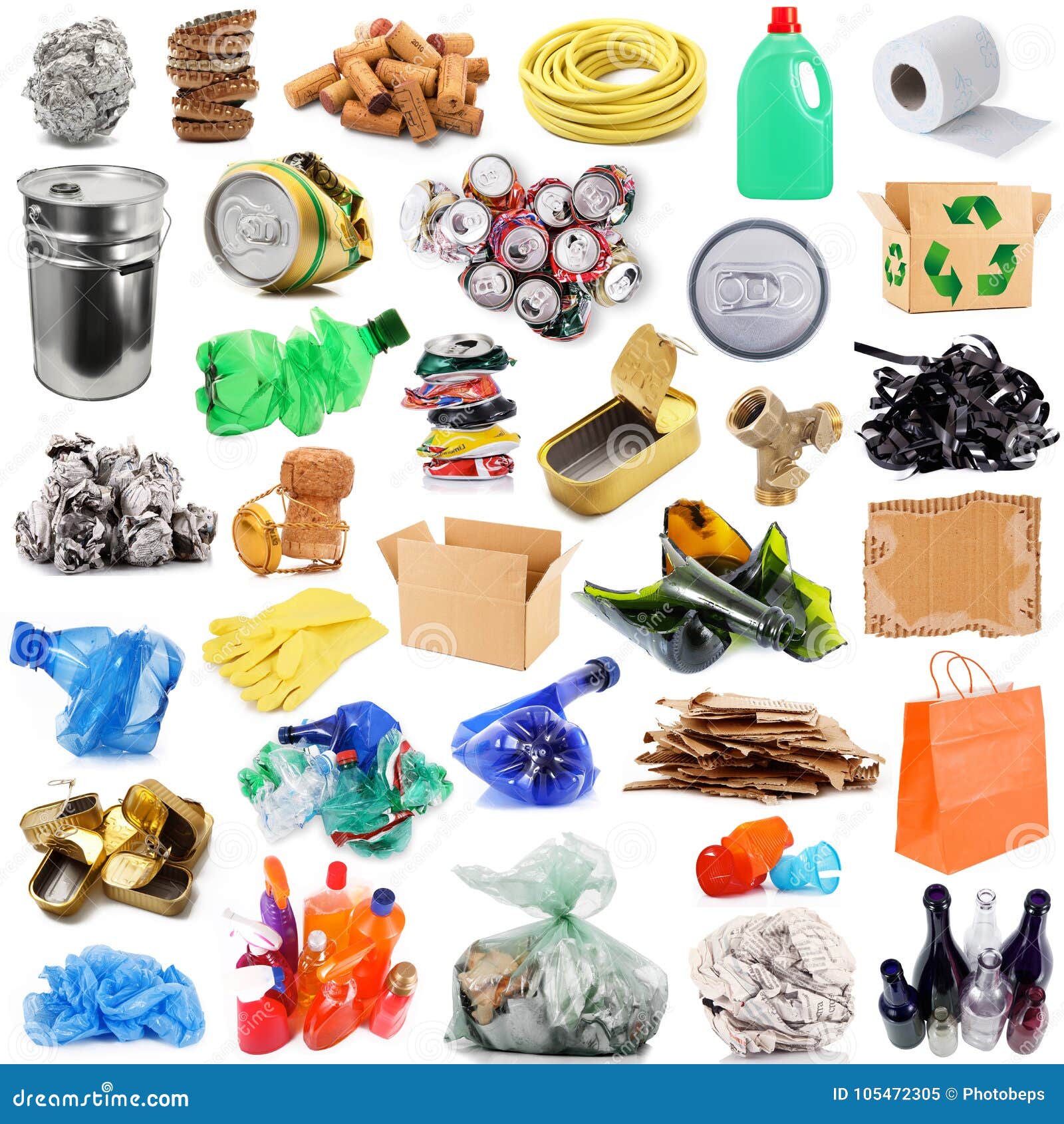 Recyclable Waste Collage in White Background Stock Image Image of