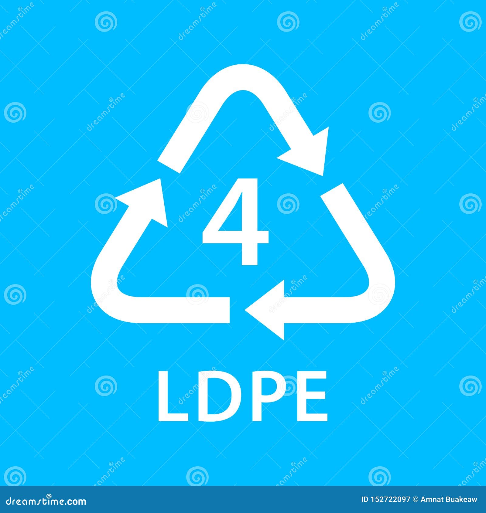 recycle arrow triangle ldpe types 4  on blue background, ogy four type logo of plastic ldpe materials, recycle