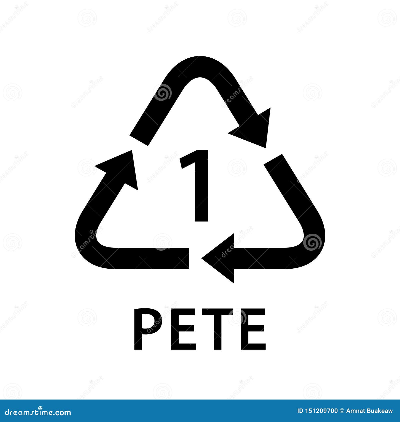 recycle arrow triangle pete types 1  on white background, ogy one type logo of plastic pete materials, recycle