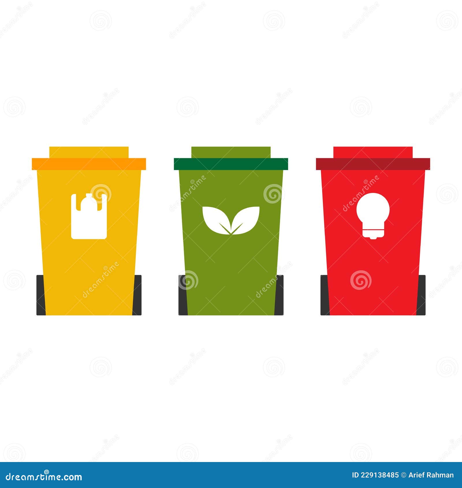 Recycle Bin in Diferent Colour Stock Vector Illustration of efficiency, ecosystem 229138485