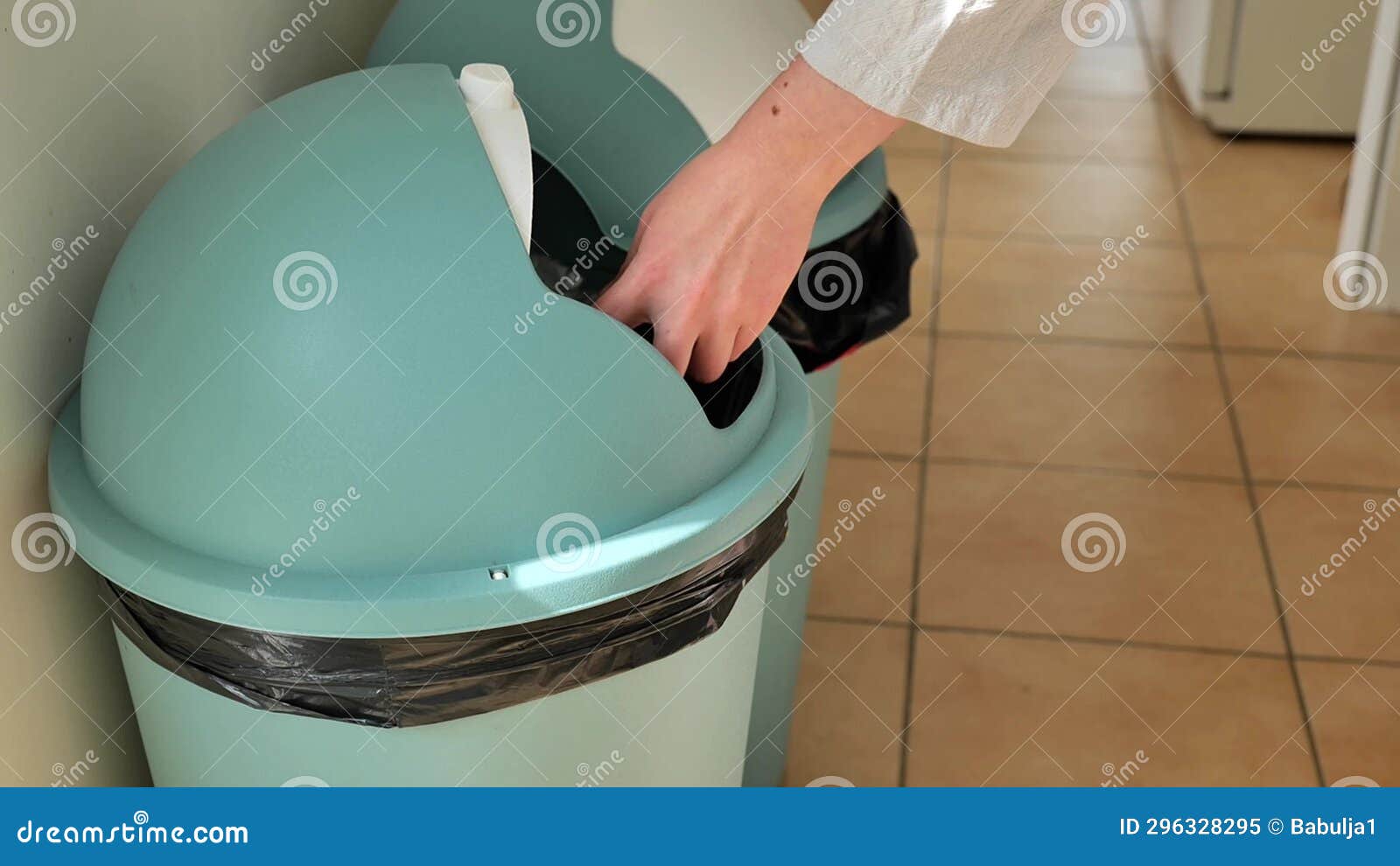 Recycle Bins.Plastic Waste .womans Hand Throws Plastic Trash into a