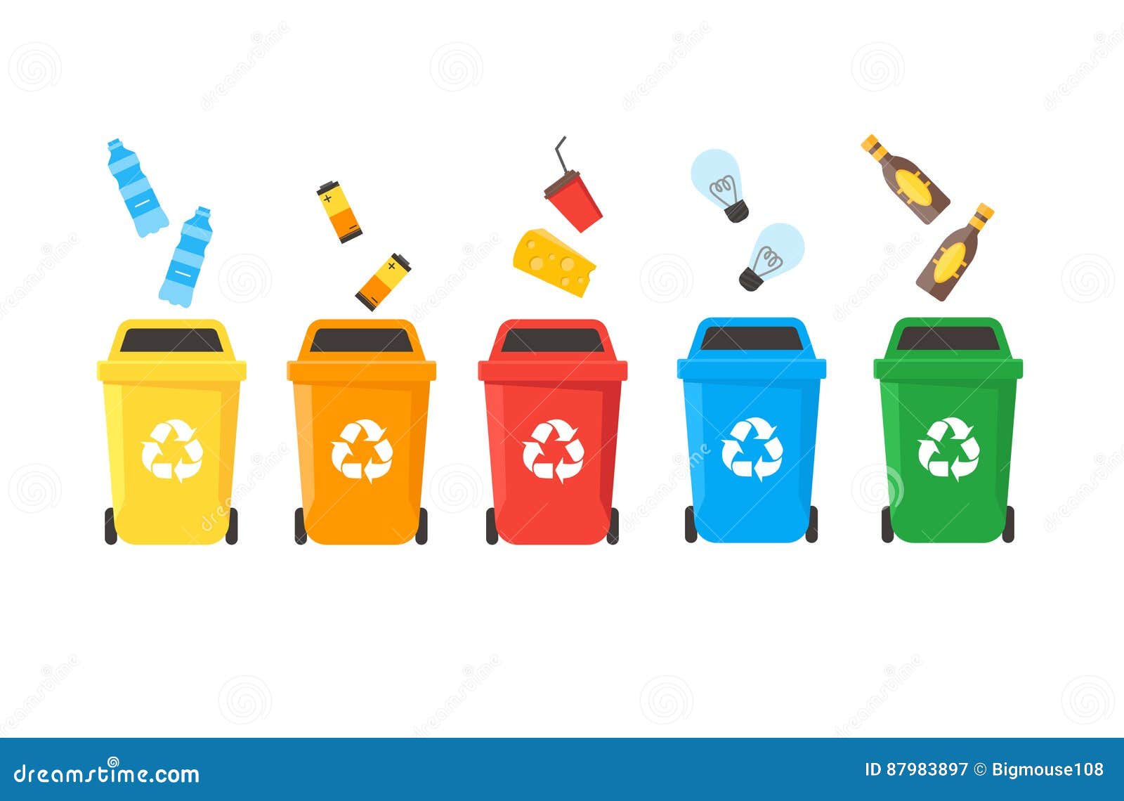 Recycle Bins Set. Vector stock vector. Illustration of dustbin 87983897