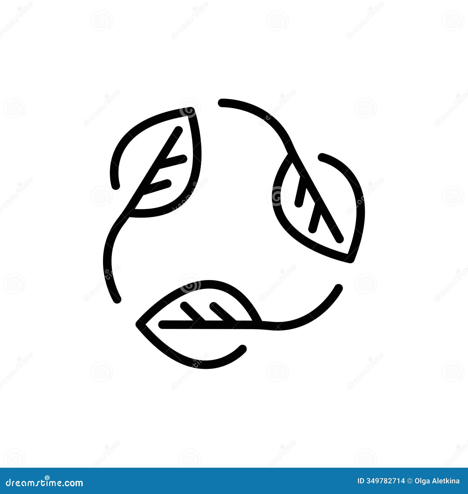 recycle black outline icon. recycling made from leaves . reuse rotation arrow. eco friendly, environment concept