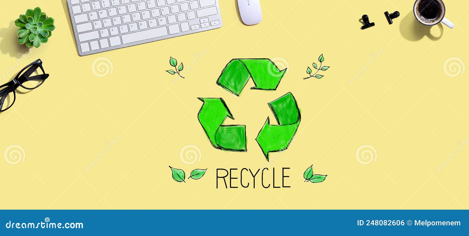 Recycle with a Computer Keyboard Stock Photo Image of overhead, tech