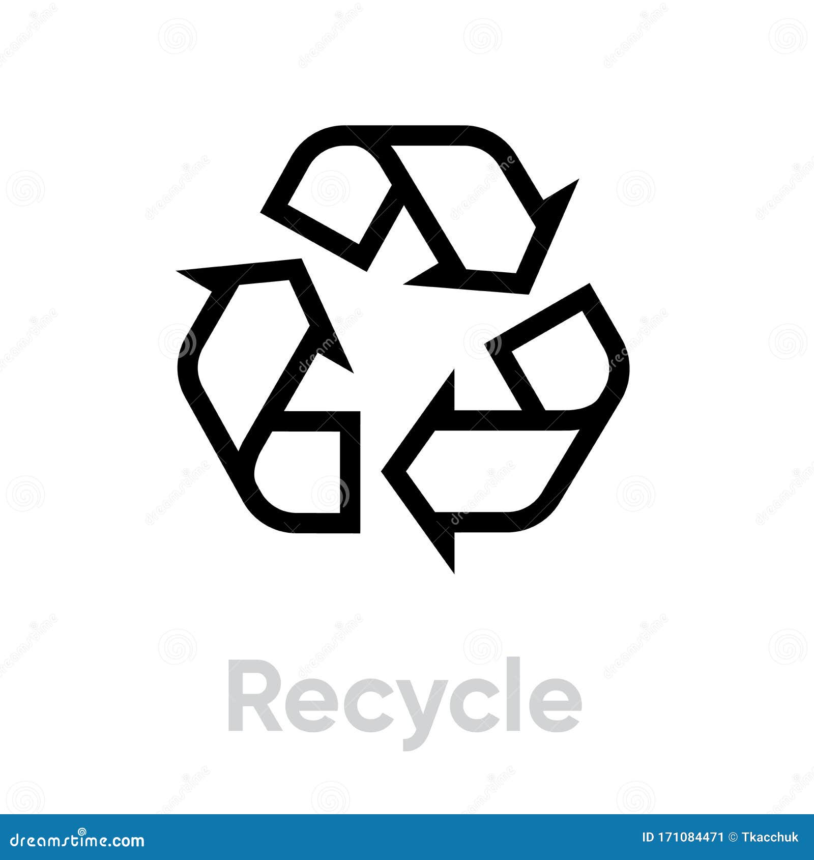 Recycle Line Icon Recycling Vector Sign Isolated On White Stock Vector