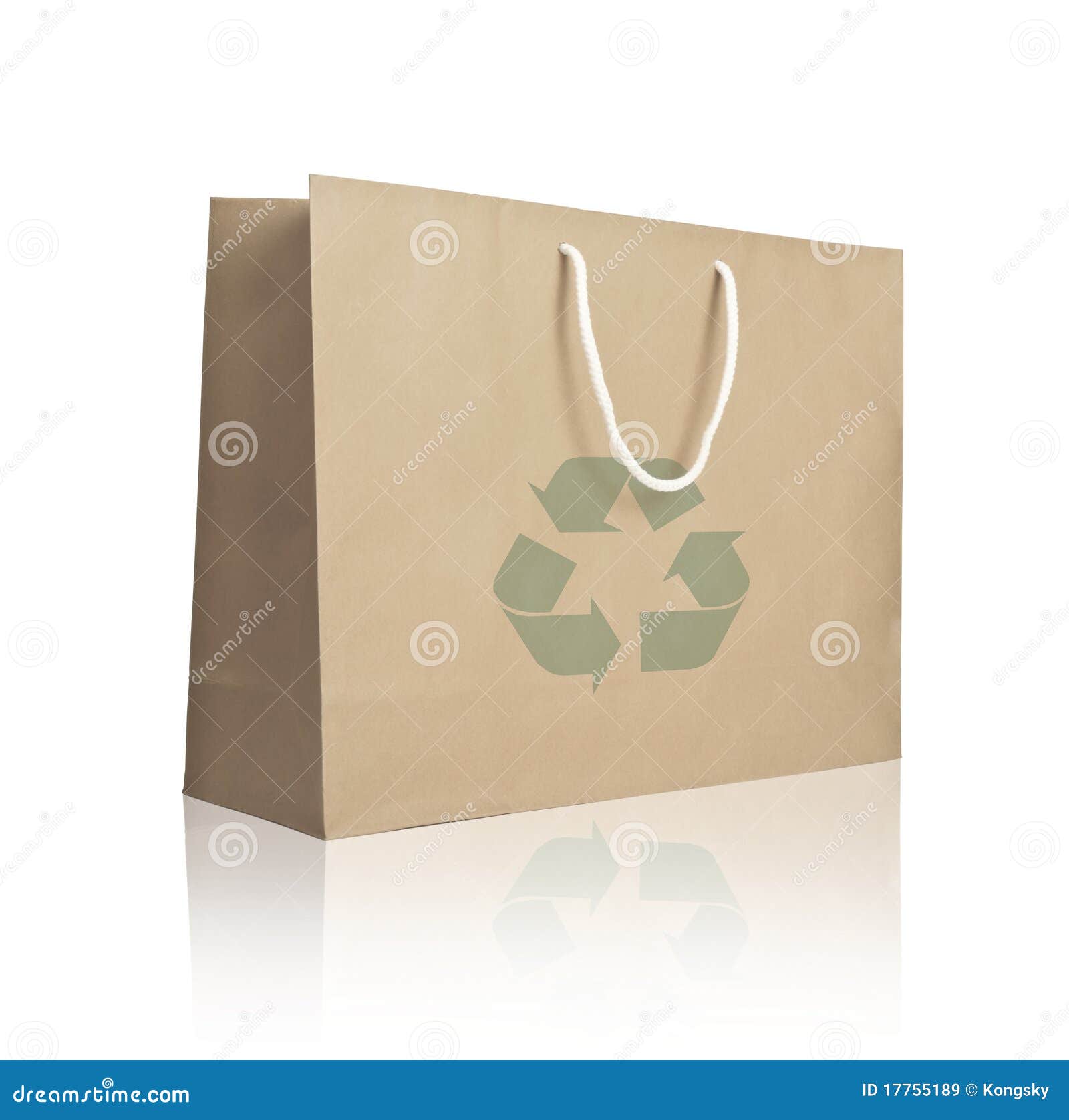 Recycle Paper Shopping Bag on Reflect White Floor Stock Image Image