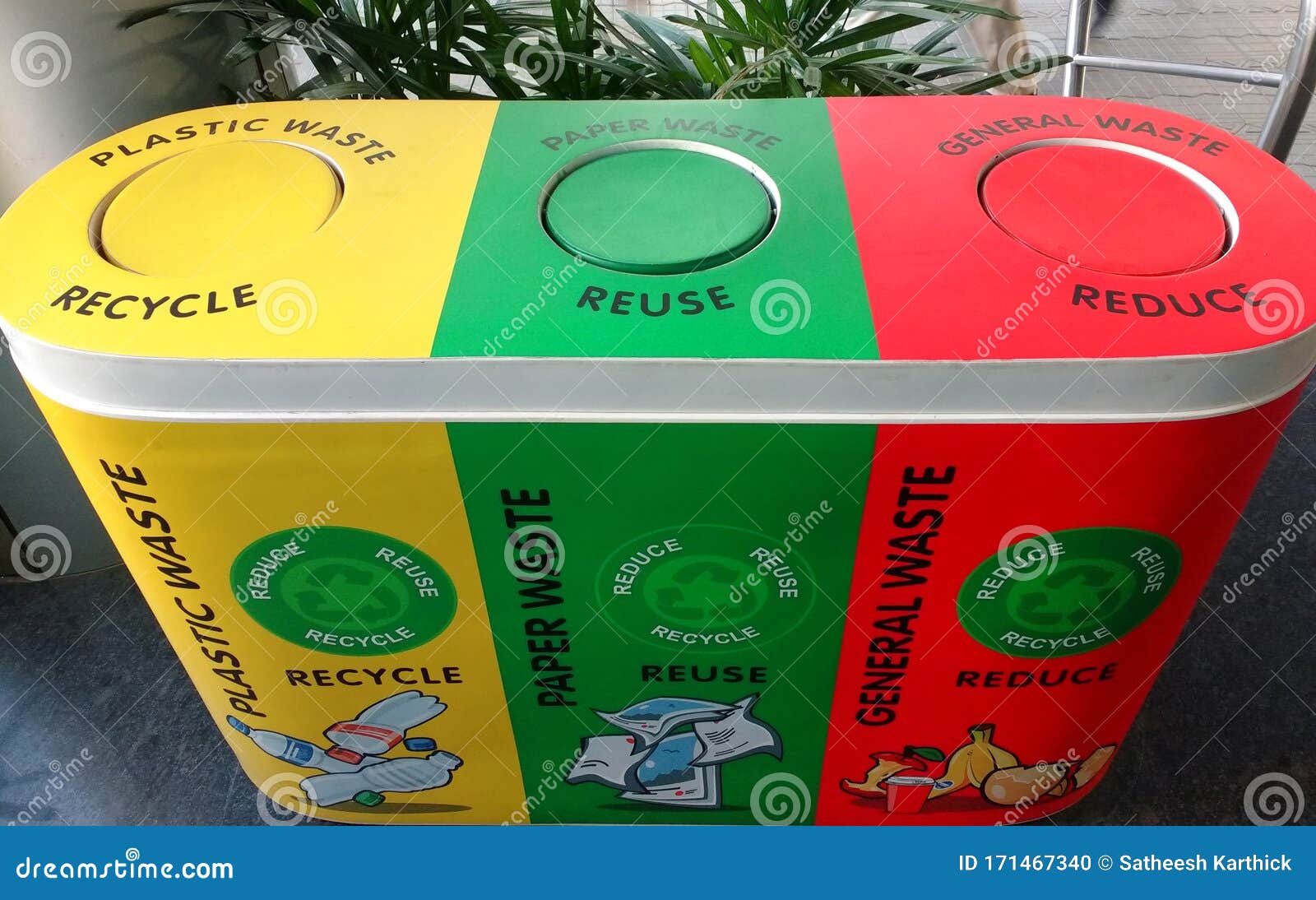 Recycle Reuse Reduce Printed Waste Bin Stock Photo Image of green