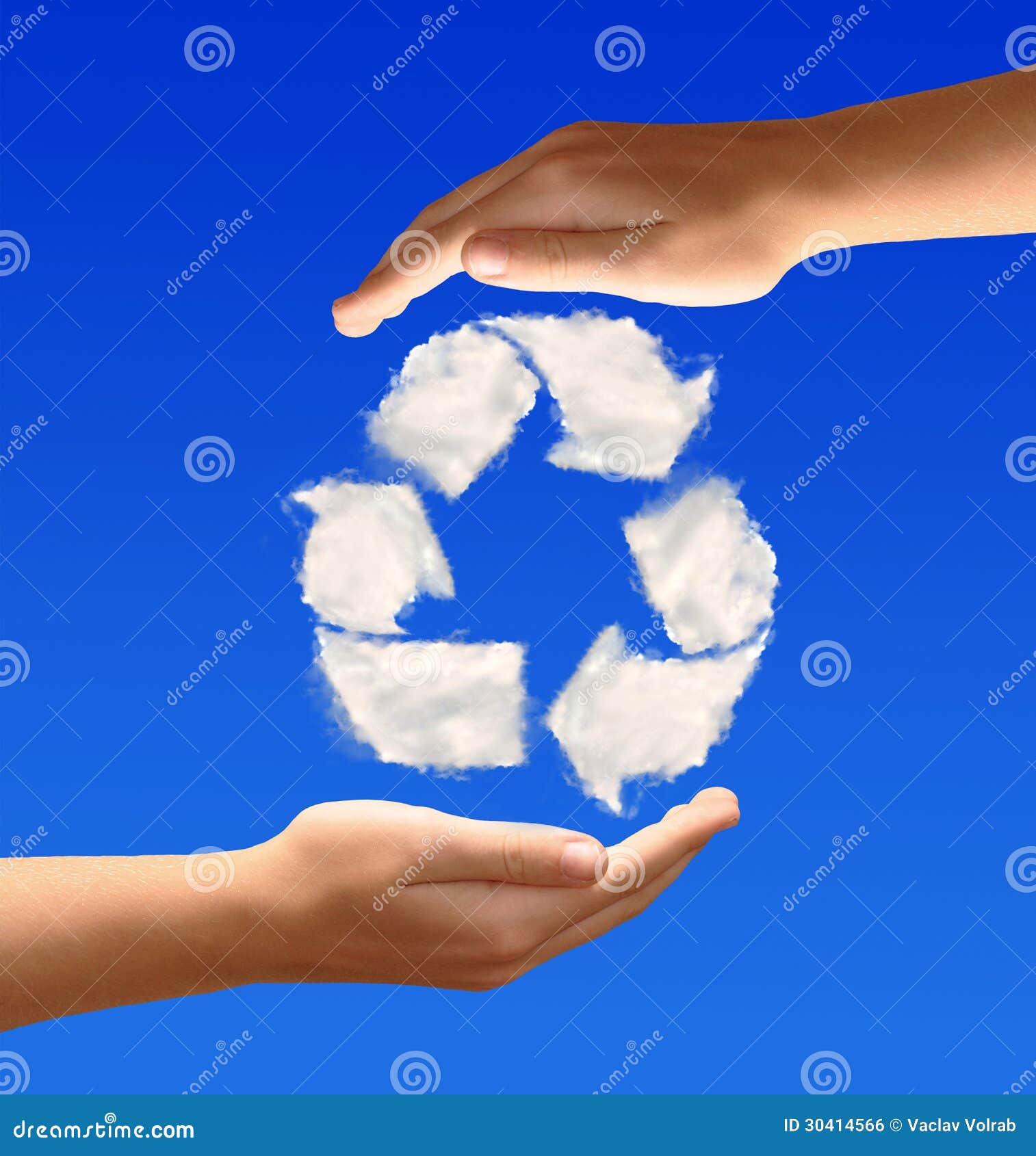Recycle sign from clouds stock photo. Image of creative 30414566