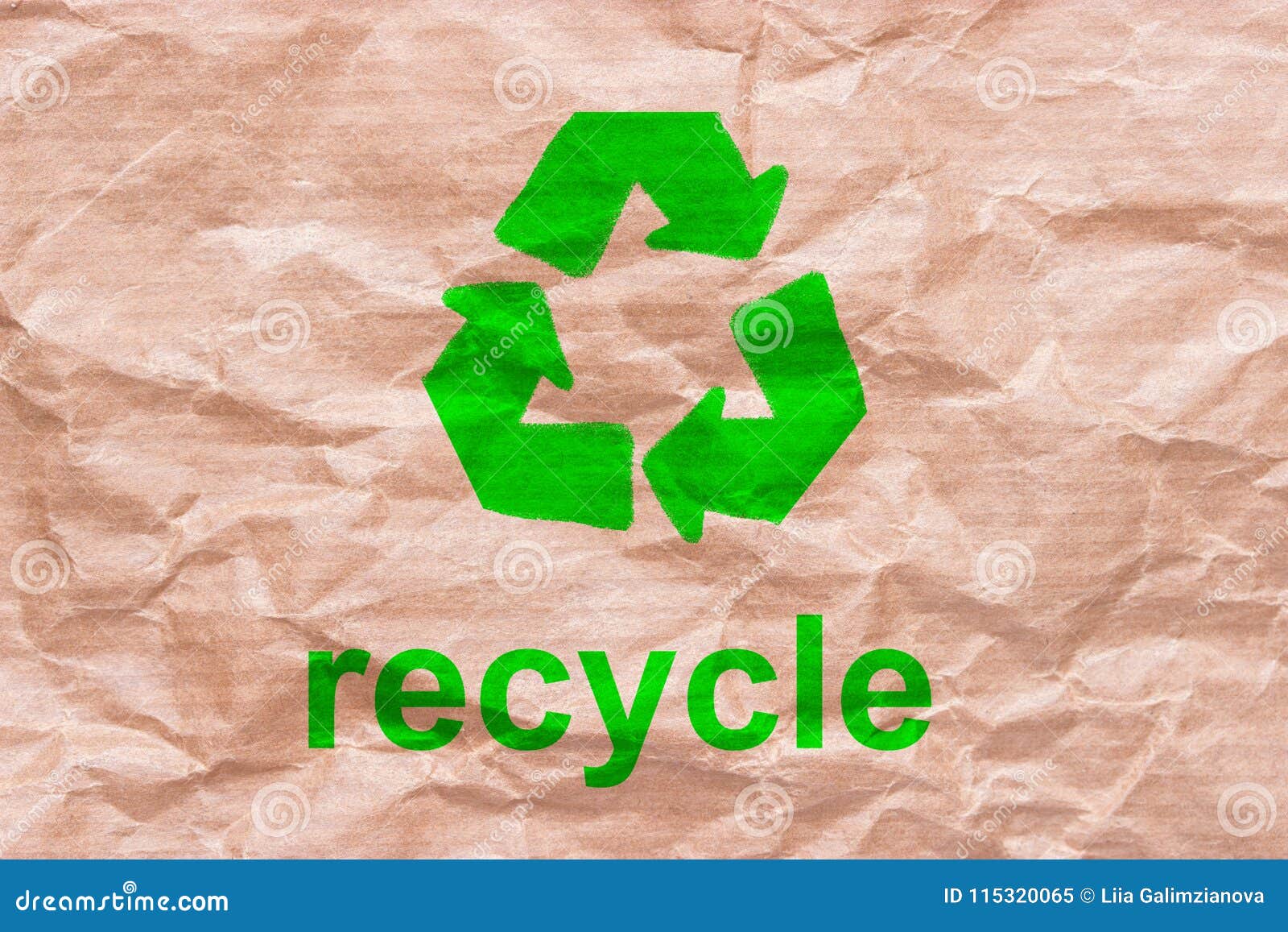 Recycle Sign on Wrapping Paper Stock Image Image of carton, cleaning 115320065