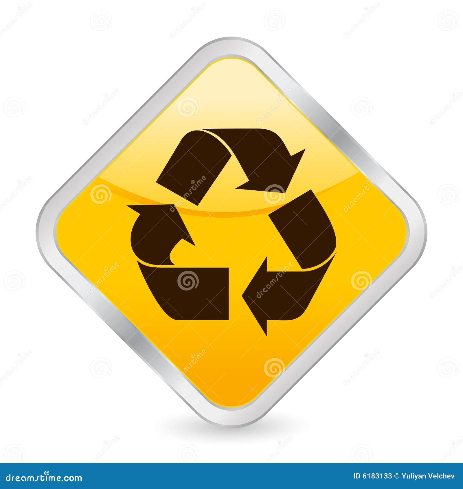 Recycle symbol yellow icon stock vector. Illustration of shadow 6183133