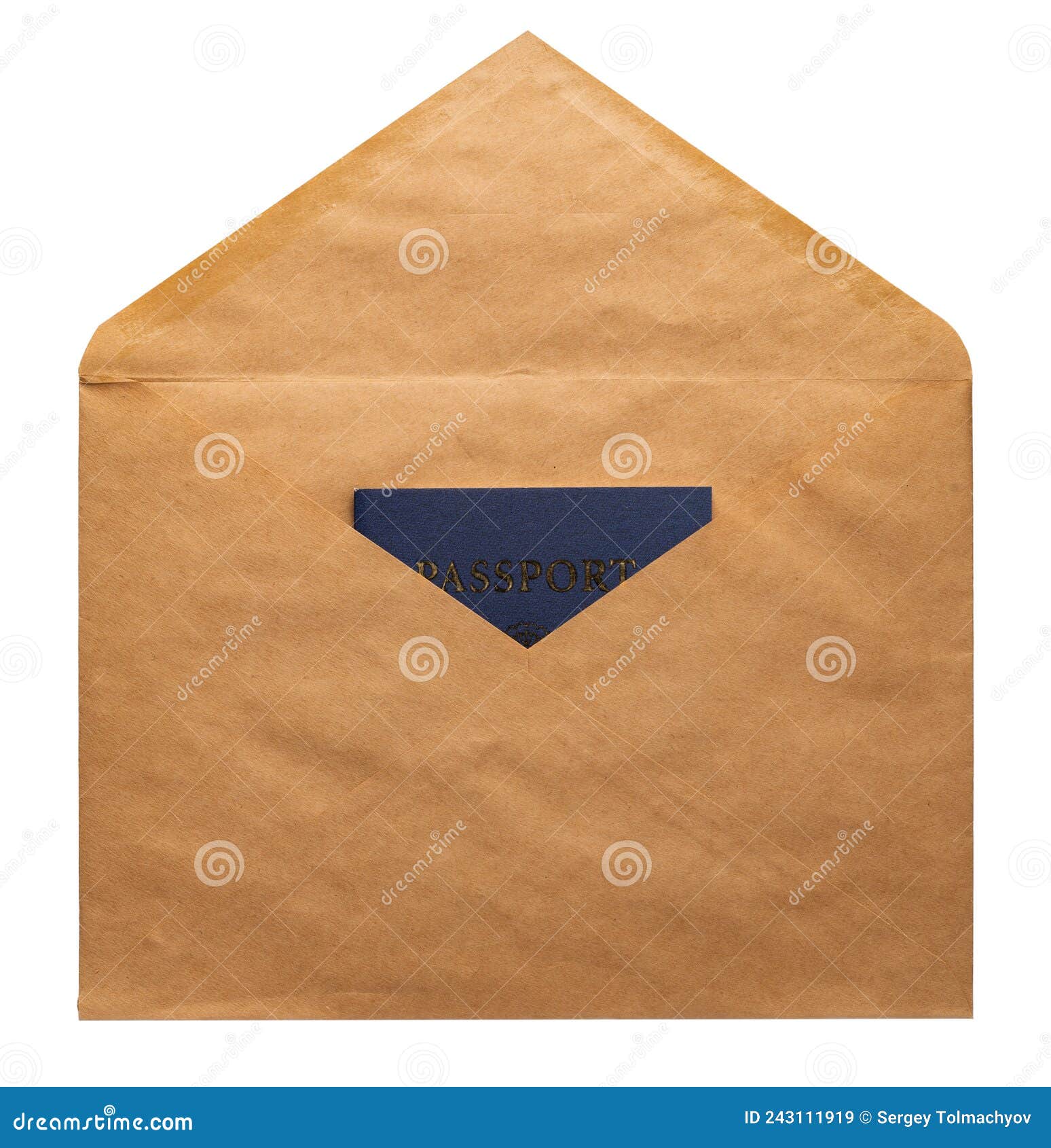 Recycled Craft Paper Envelope Isolated White Background Stock Image