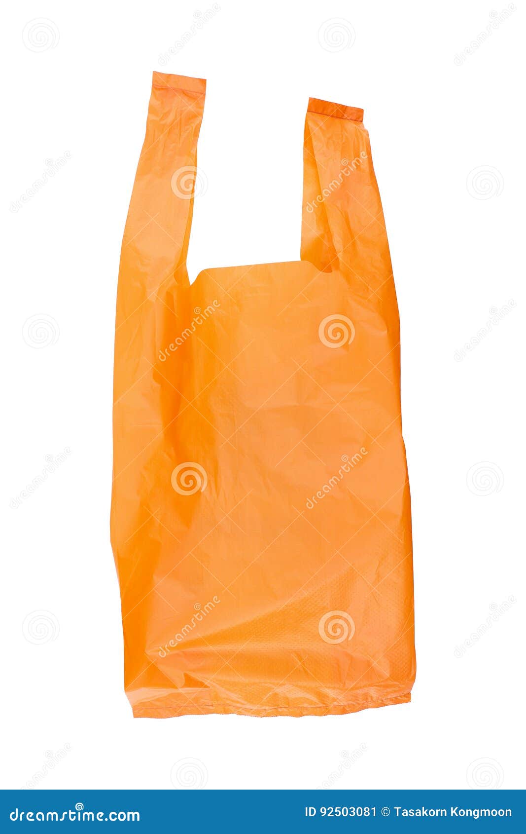 Recycled Orange Plastic Bag Isolated on White Stock Image Image of