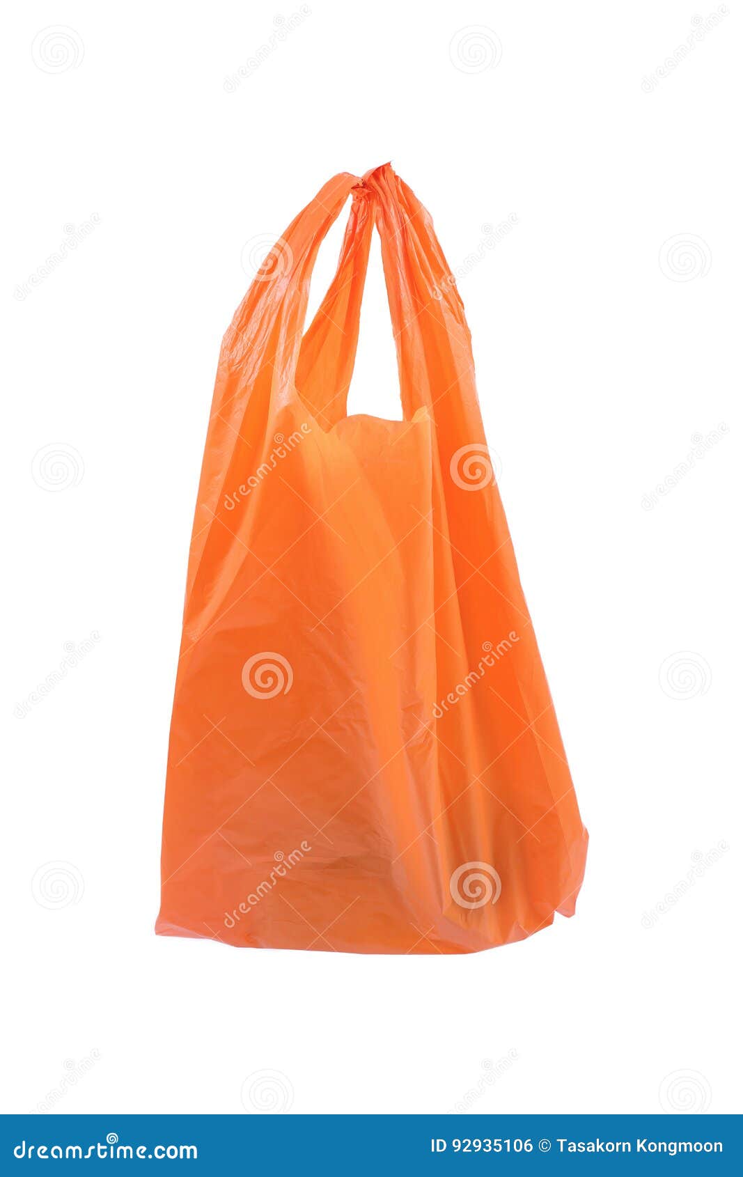 Recycled Orange Plastic Bag Isolated on White Stock Photo - Image of ...