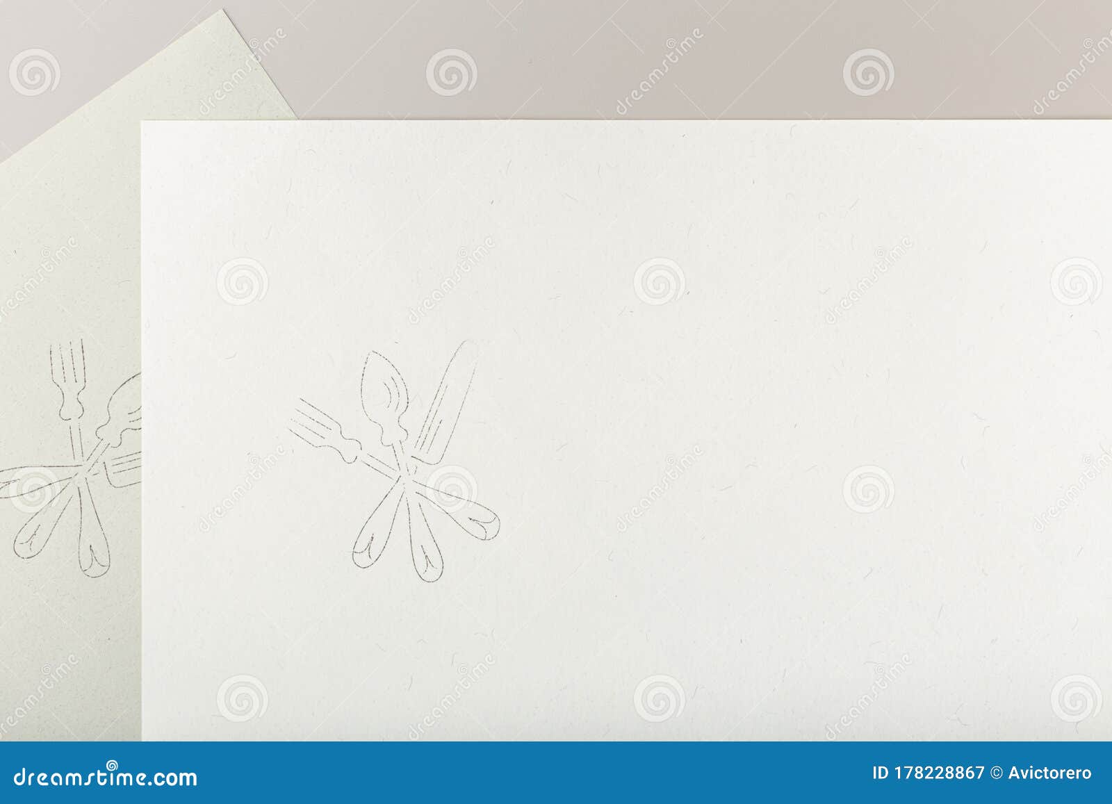 Download Recycled Paper With Silverware Sign Stamp. Mock Up Copy Space Stock Image - Image of cutlery ...