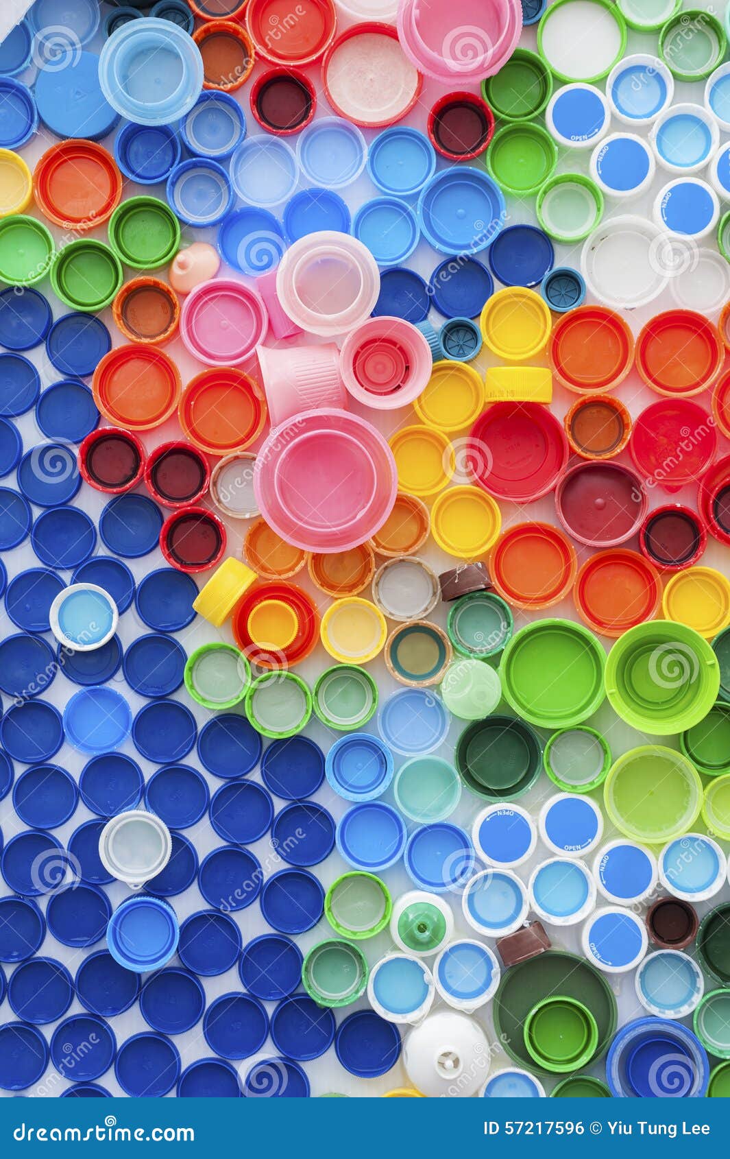 Recycled Plastic Bottle Caps Stock Photo Image of bottle, pollution 57217596