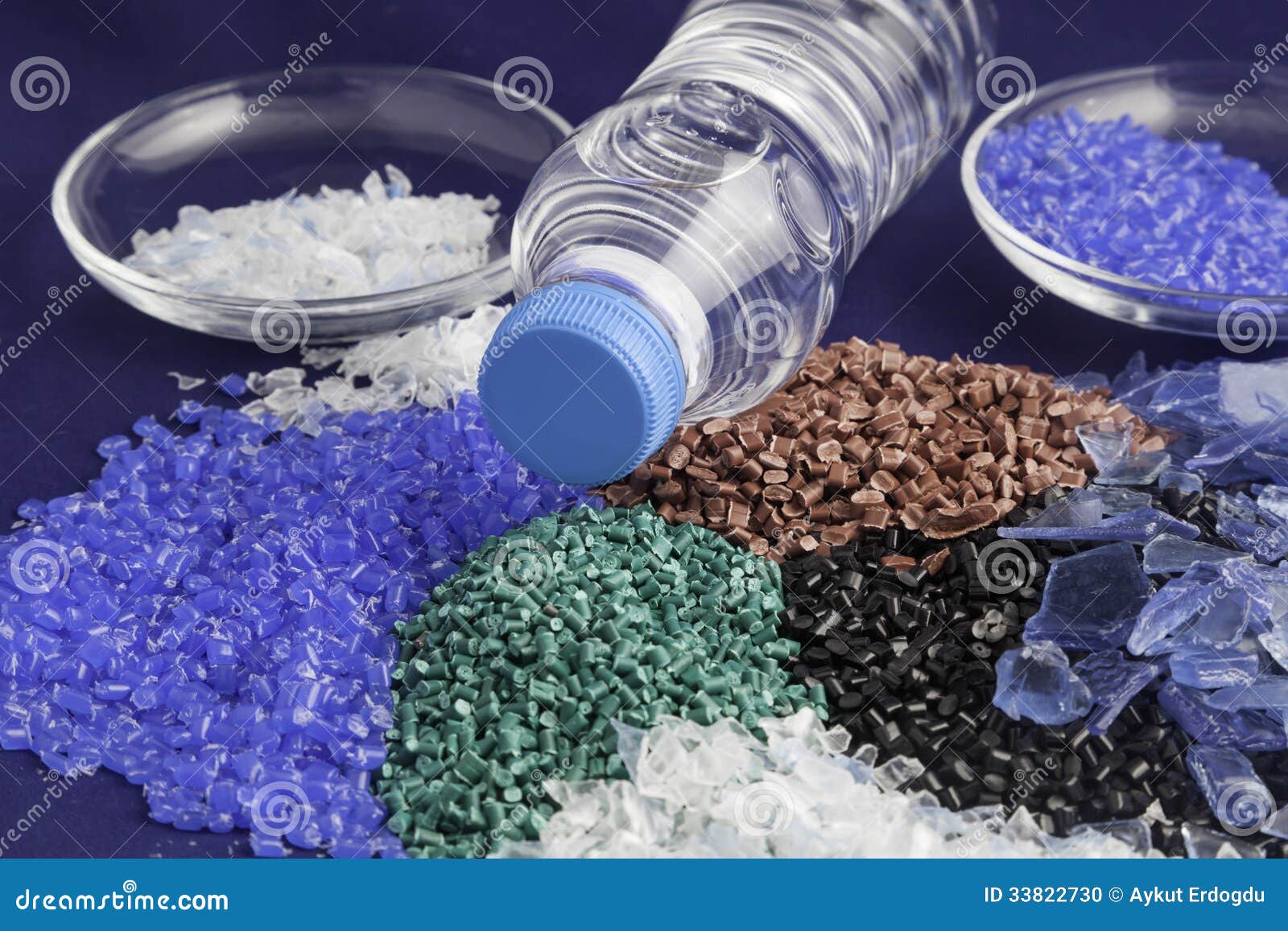 recycled plastic polymers out of pet water bottle