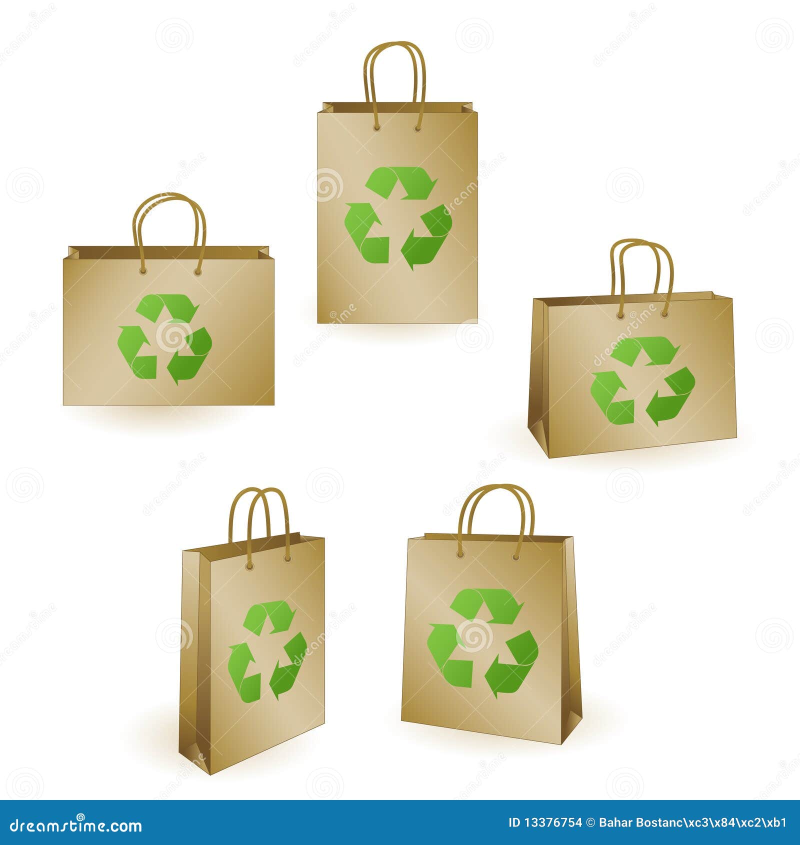 Recycled shopping bags stock vector. Illustration of green 13376754