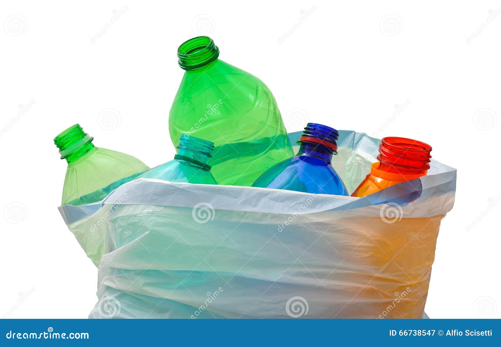 Recycling bag with bottles stock image. Image of bottles 66738547