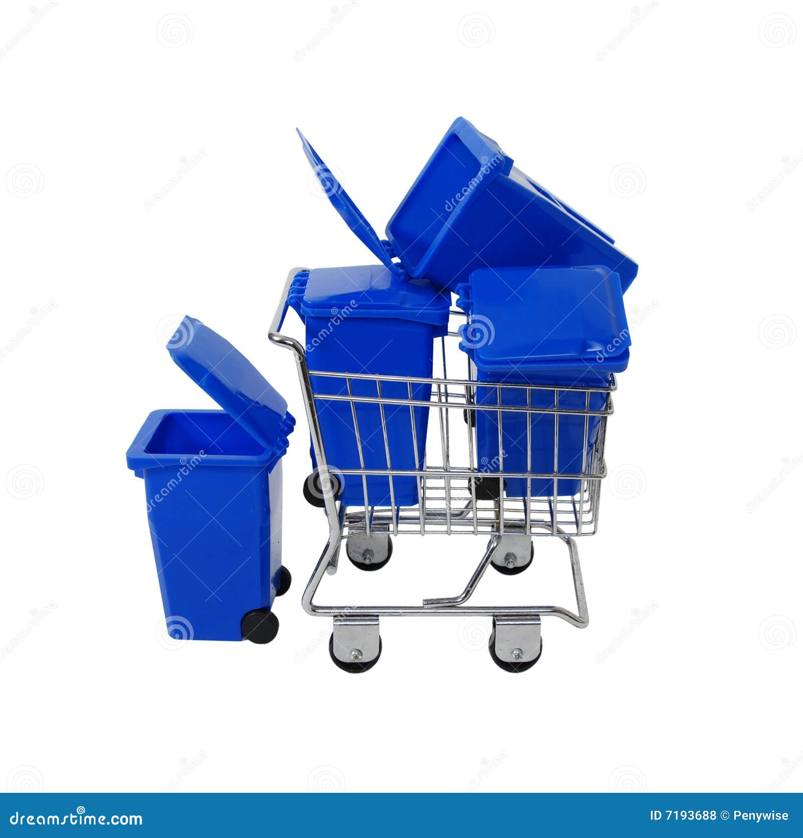 Recycling Bins in Shopping Cart Stock Photo Image of recycle, efficient 7193688