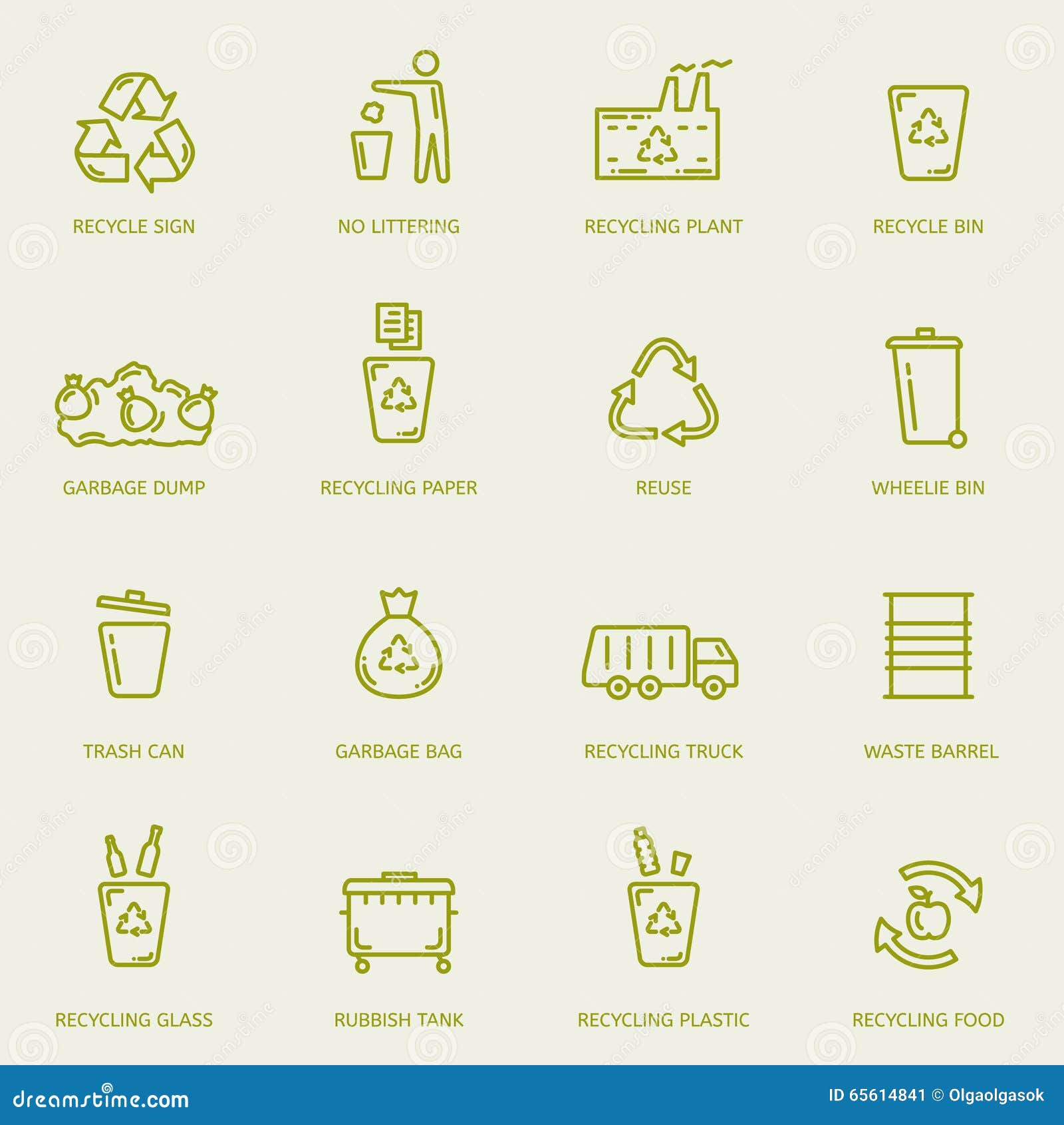 Recycling Garbage Icons Set Stock Vector Illustration of hygienic, throwing 65614841