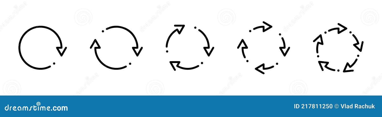 recycling icons set. rotation icons set. rcycling, reuse, rotation, reset icons. circe arrows collection. set of black circle