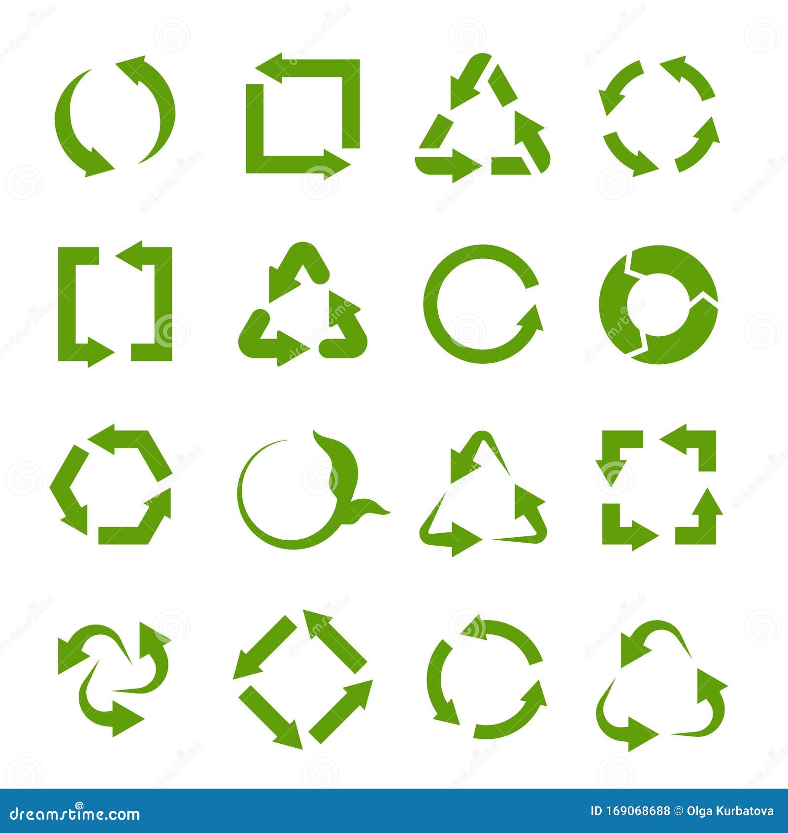 recycling icons. various green circle arrow s. waste reuse recycle, garbage and biodegradable trash, ecology