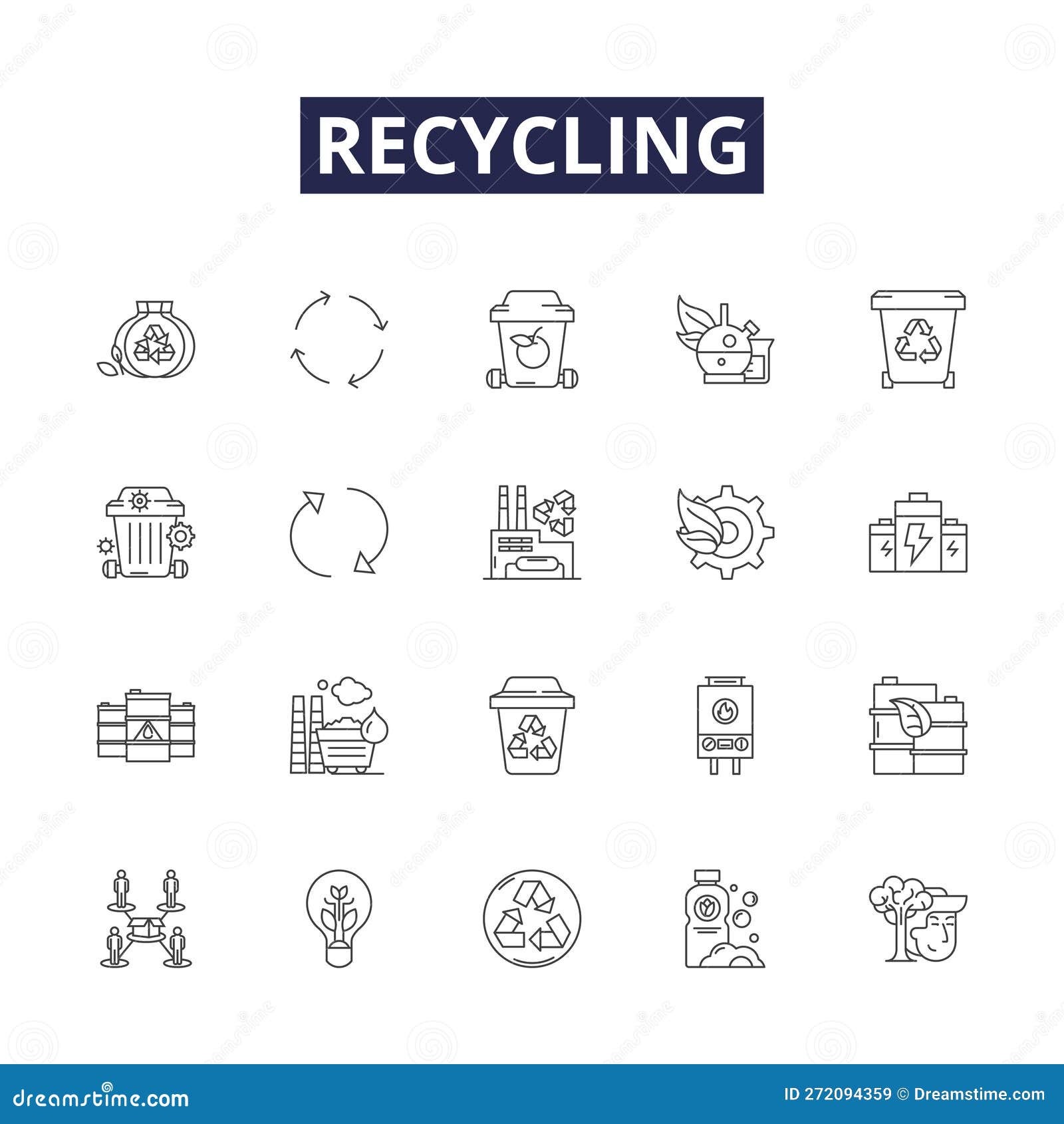 recycling line  icons and signs. reuse, upcycle, reduce, salvage, repurpose, compost, reloop, reclaim outline