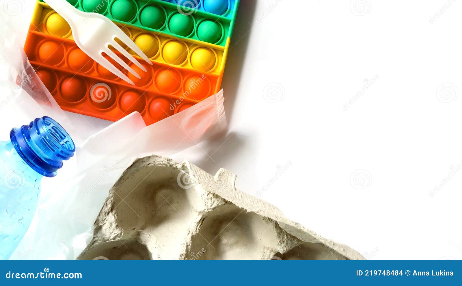 Recycling Rubber Toy Popit. Concept of Environmental Pollution by