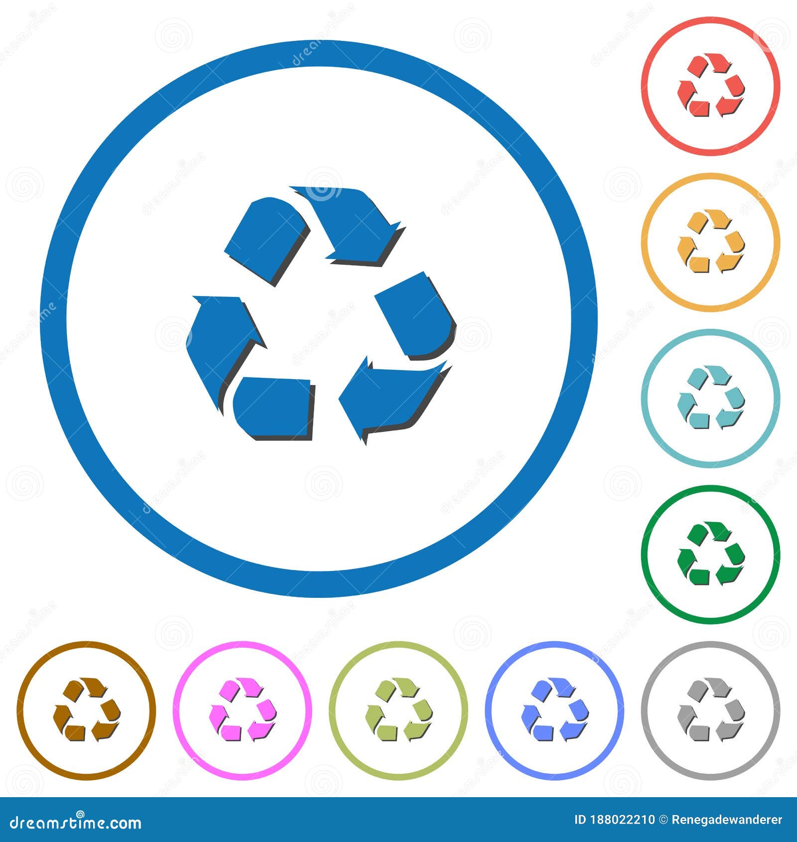 recycling  icons with shadows and outlines