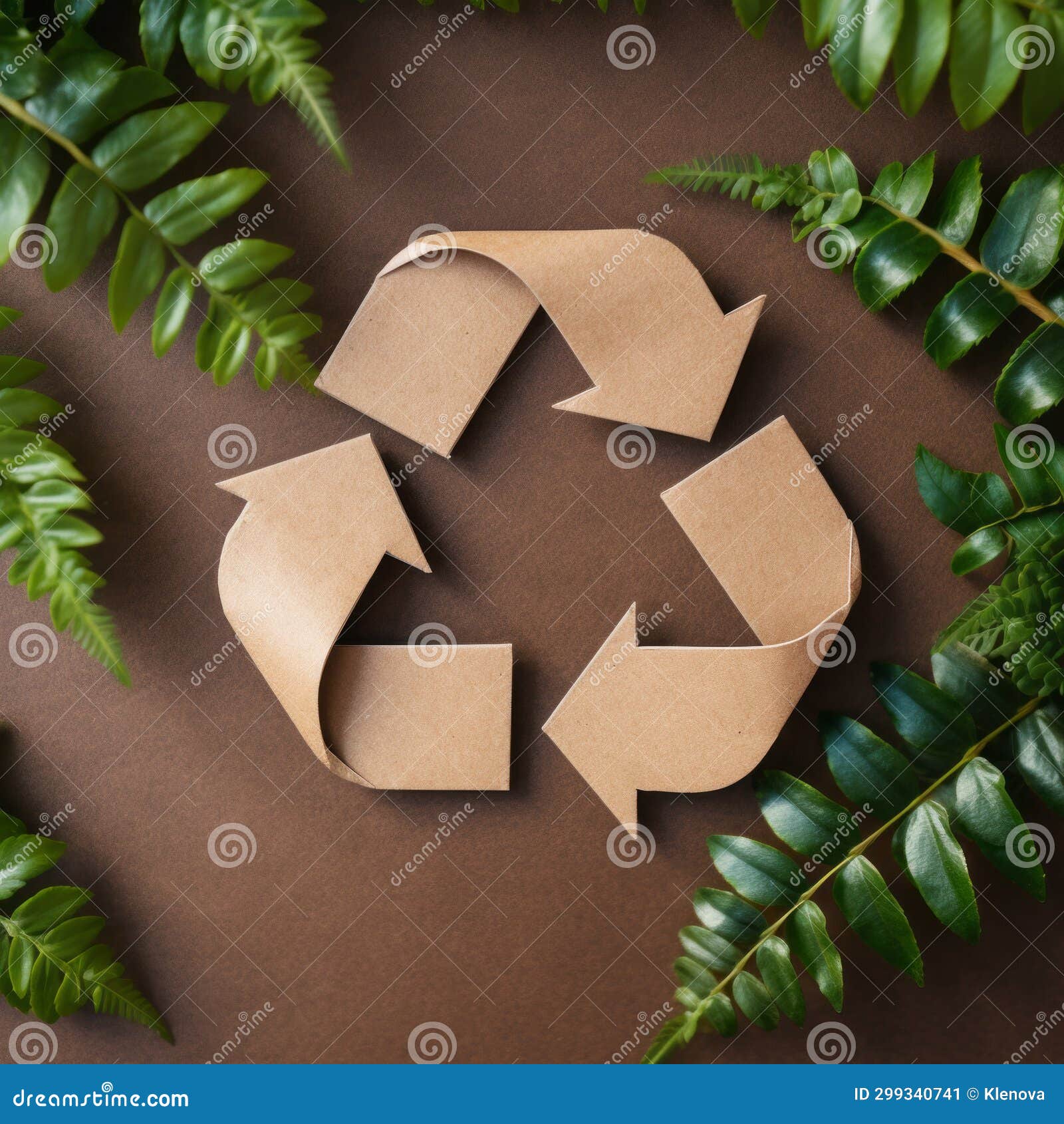 Recycling Symbol Made of Kraft Paper on Paper Background Stock Image