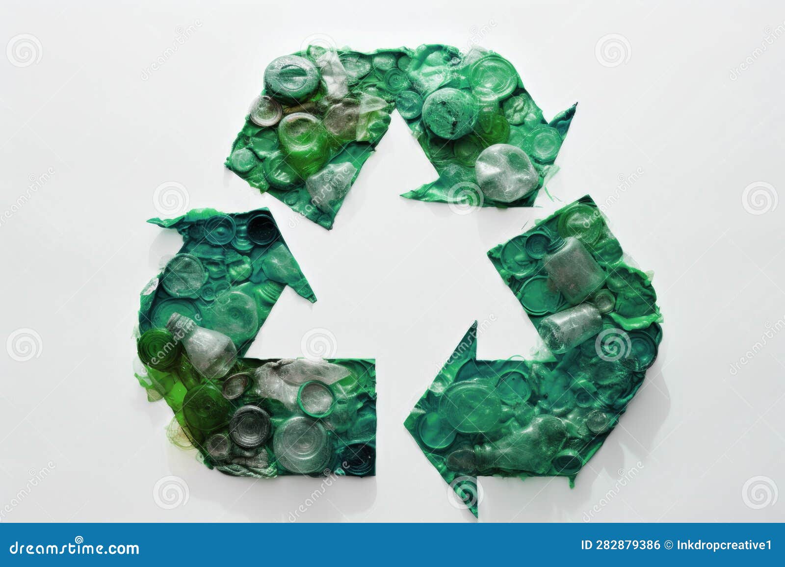 Recycling Symbol Made from Plastic Bottles and Waste Plastic. Recycling