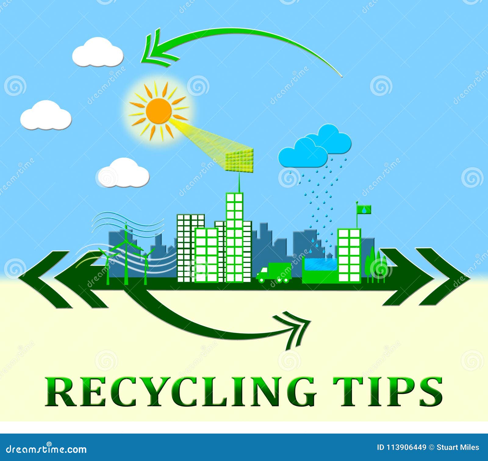 Recycling Tips Meaning Recycle Advice 3d Illustration Stock