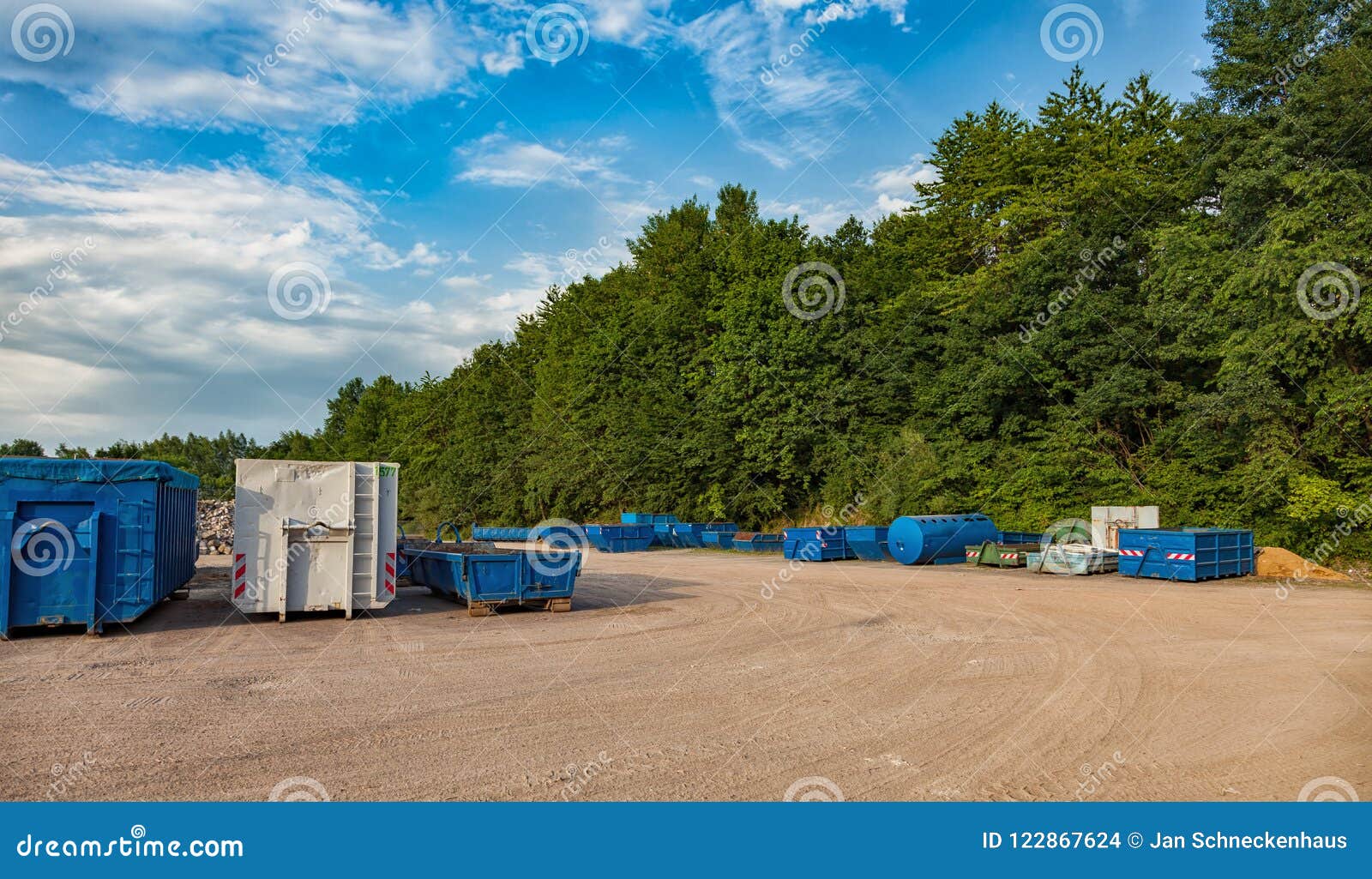 Recycling Yard with Different Containers. Stock Photo Image of incinerator, junk 122867624