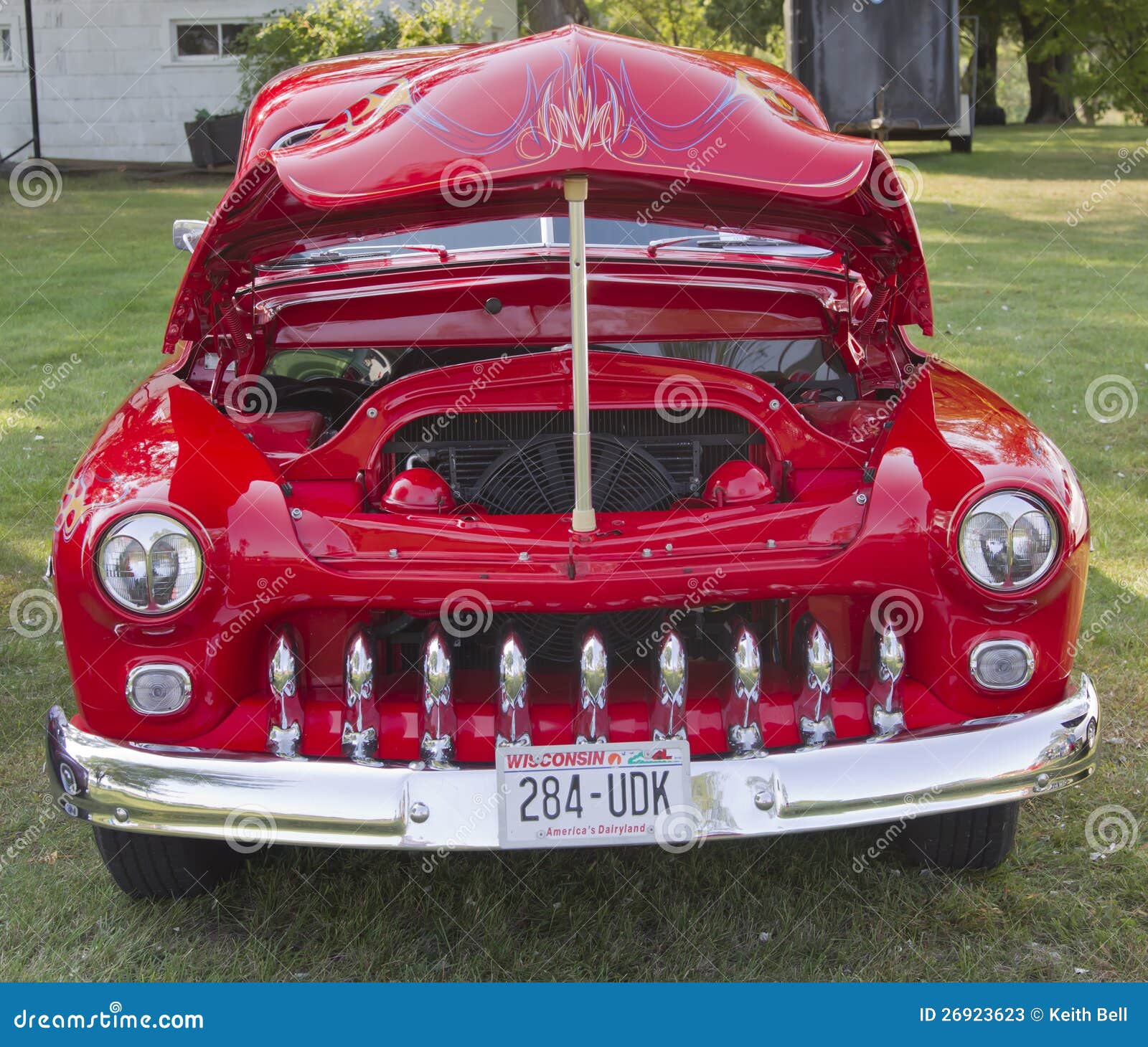 Red 1950 Merc Front View editorial stock photo. Image of show 26923623
