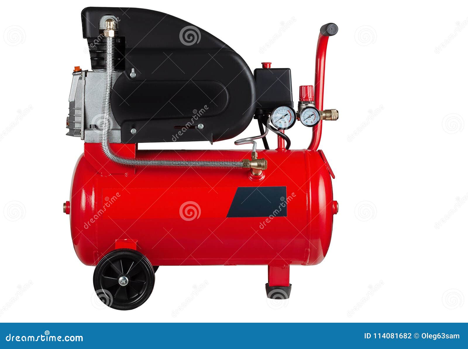 Red air compressor stock photo. Image of power, motor 114081682