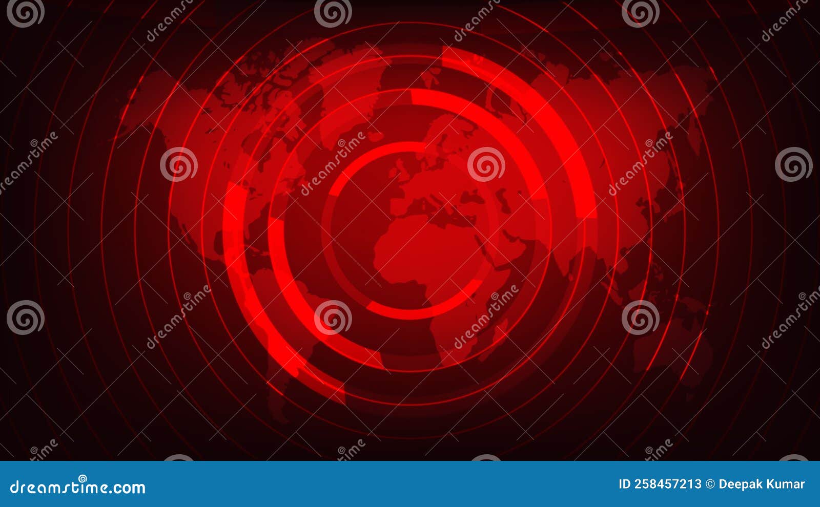 red alarming color and world map background.