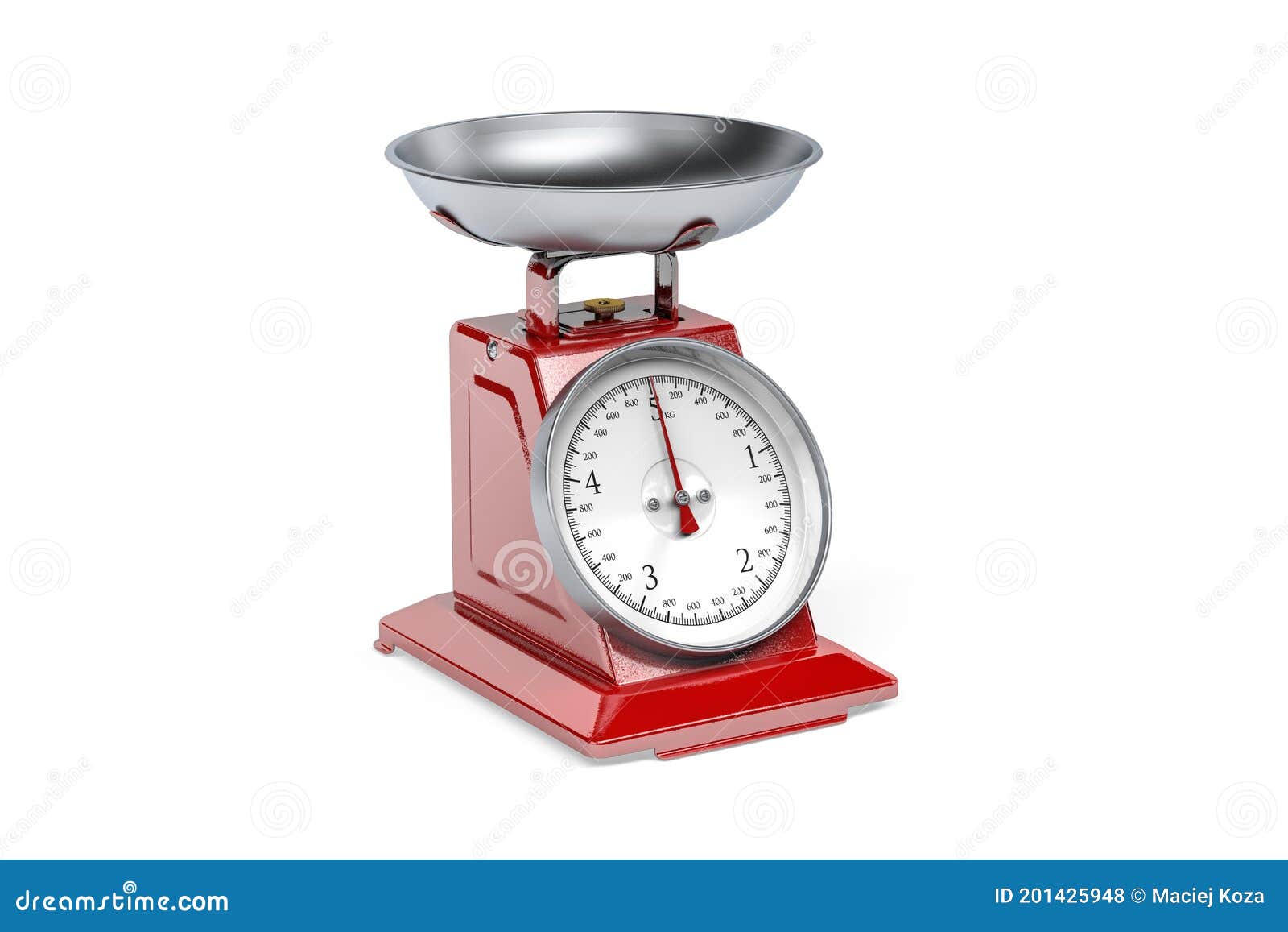A Red Analog Food Scale Isolated on a White Background Stock Illustration -  Illustration of device, machine: 201425948