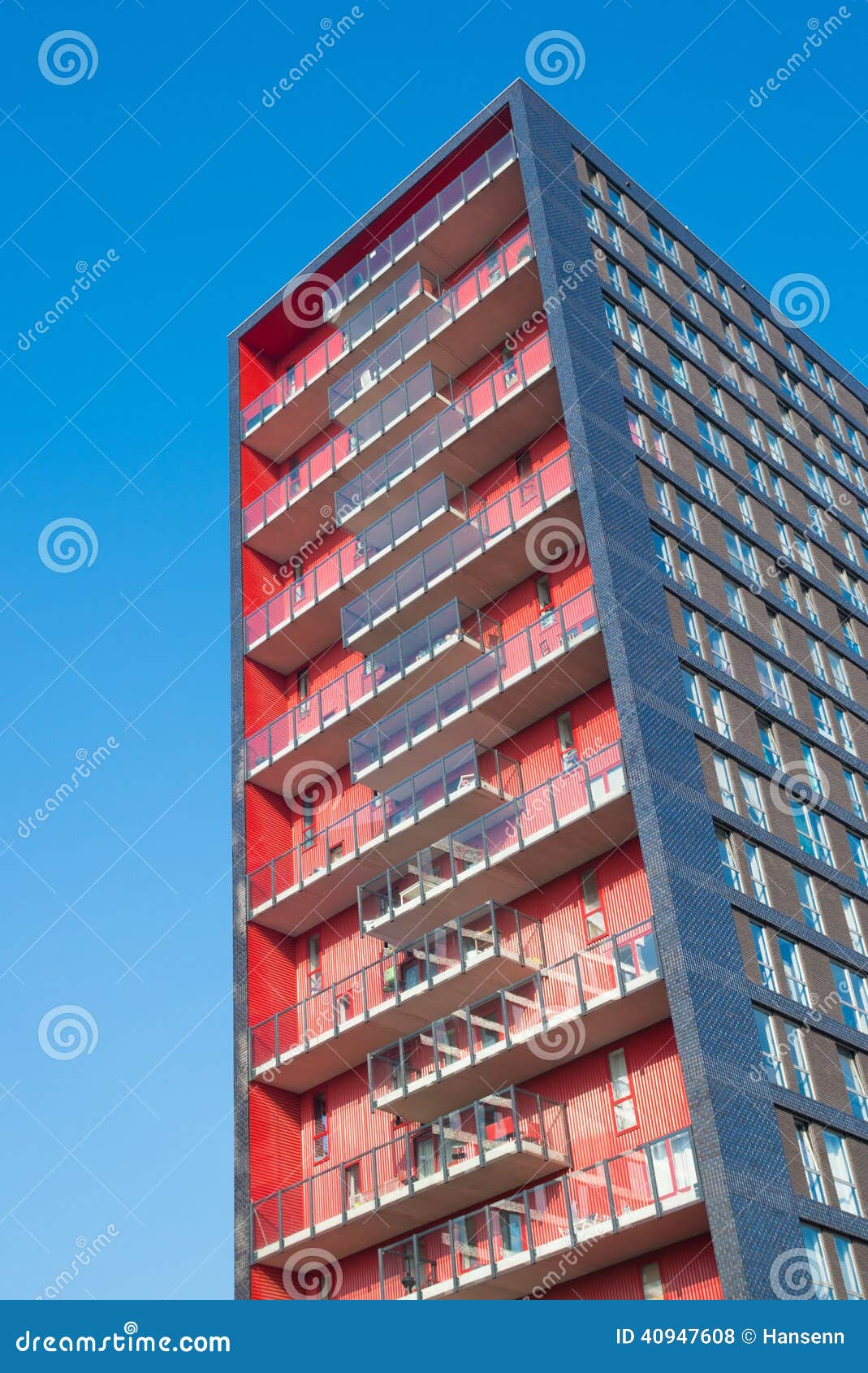 Red apartment building stock photo. Image of modern, background 40947608