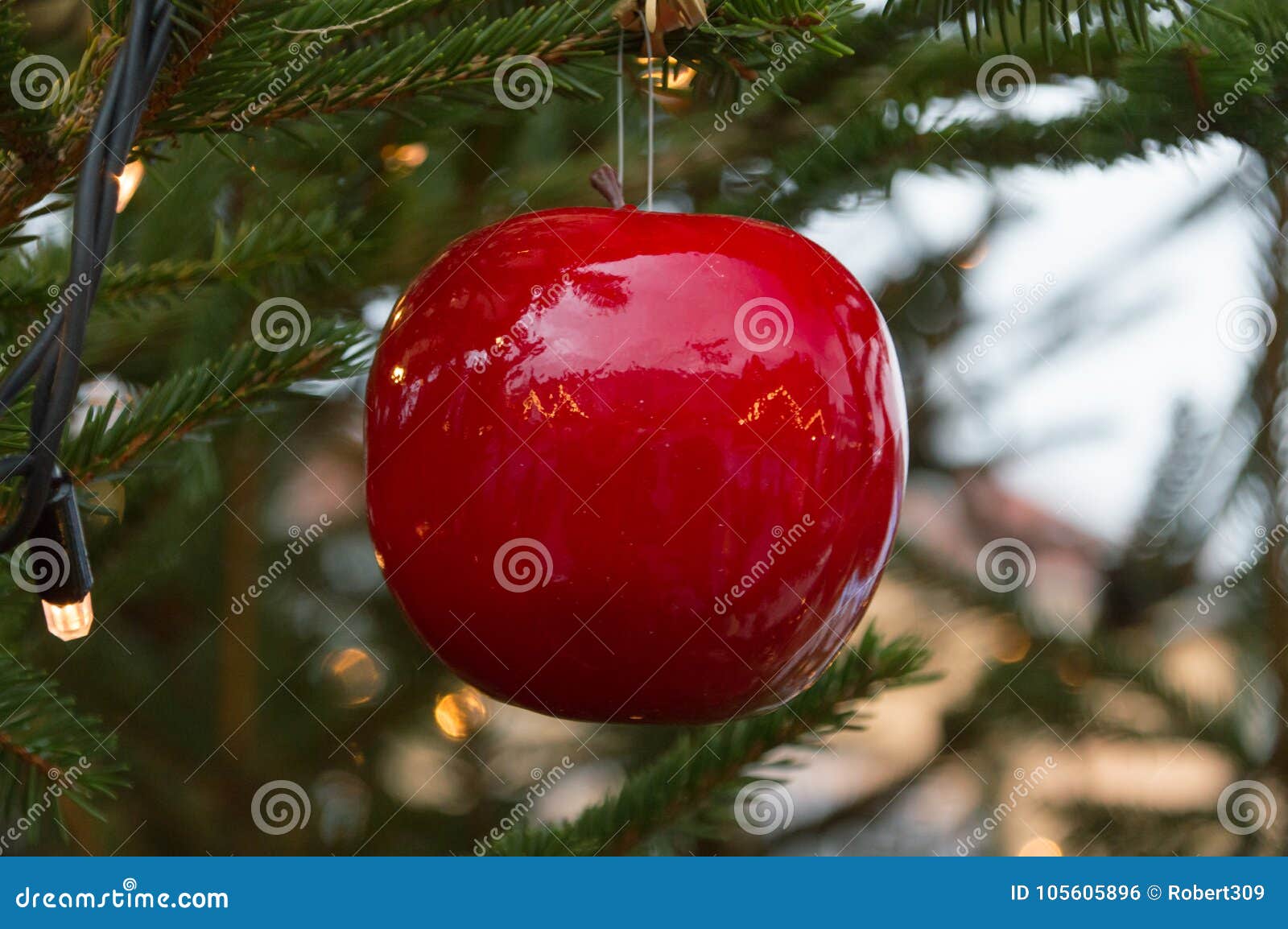 Red Apple Christmas Tree Decorations. Stock Photo Image of seasonal