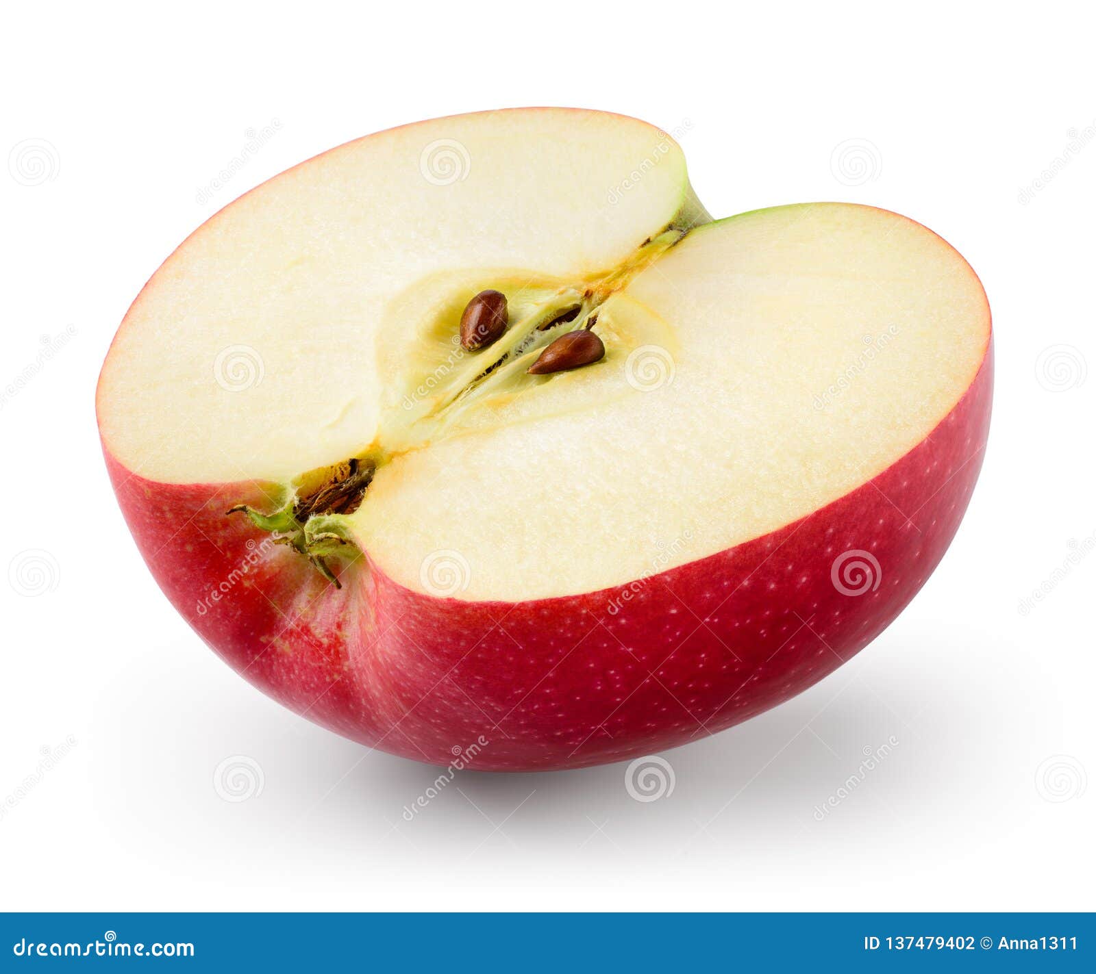 red apple. half  on white. with clipping path