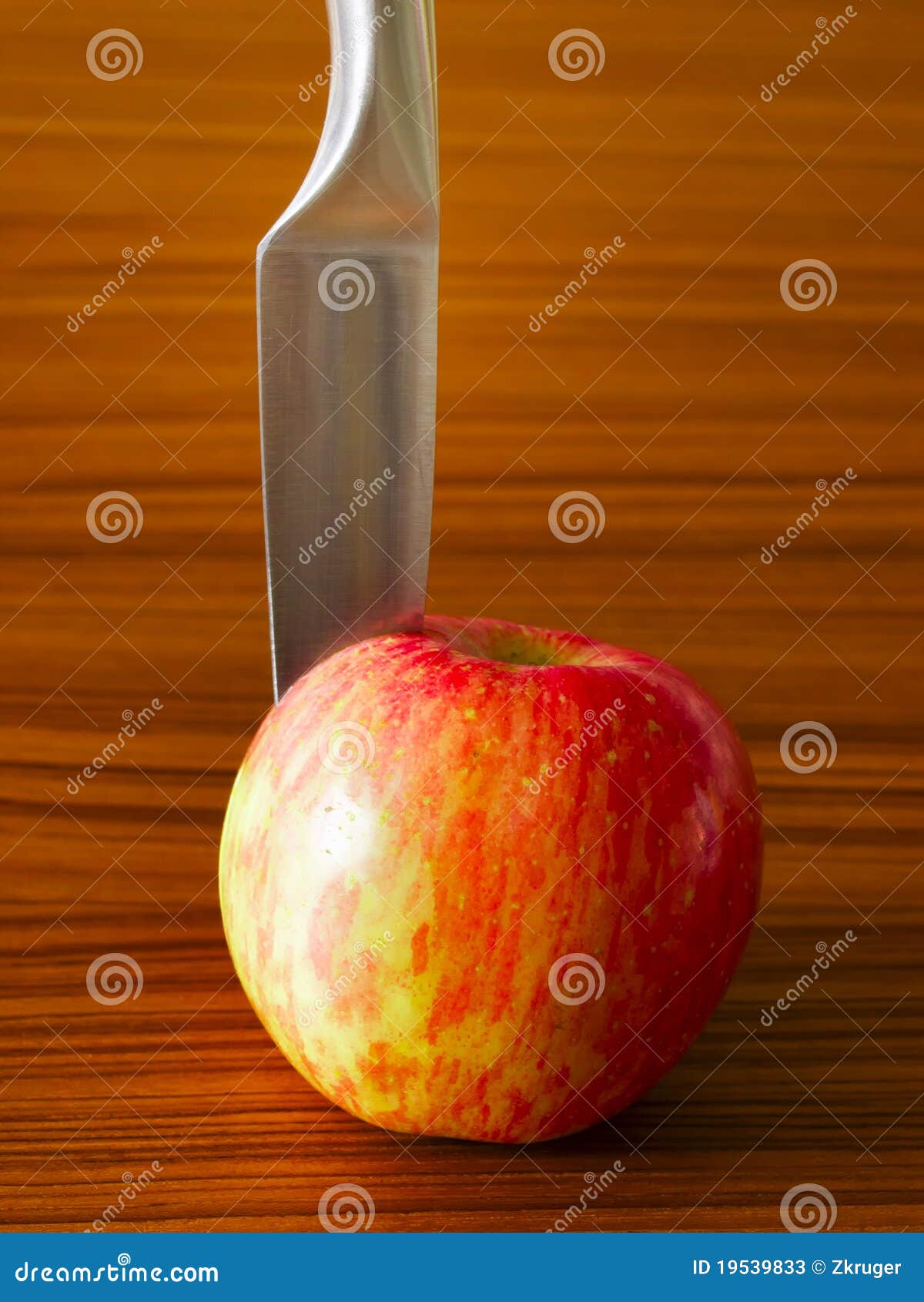 Red apple with knife stock image. Image of pierce, knife 19539833