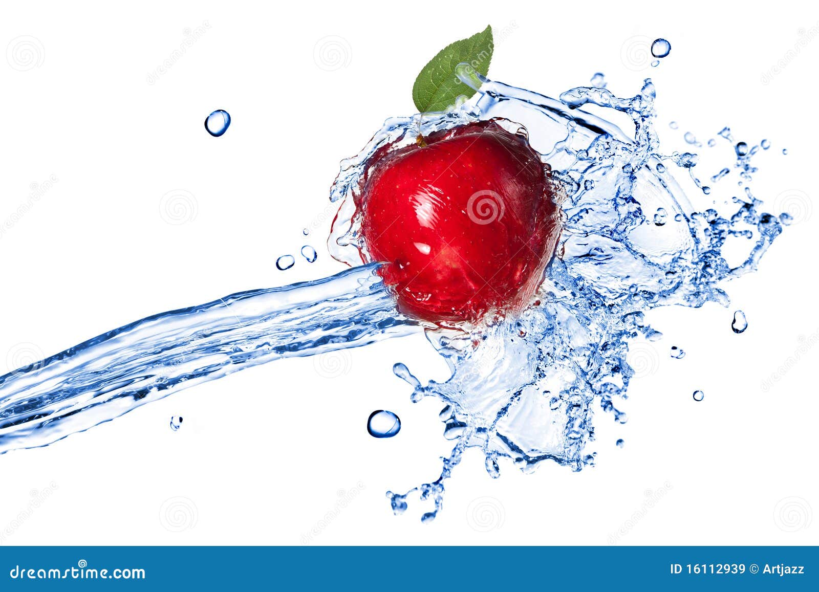 Red Apple with Leaf and Water Splash Stock Image Image of health