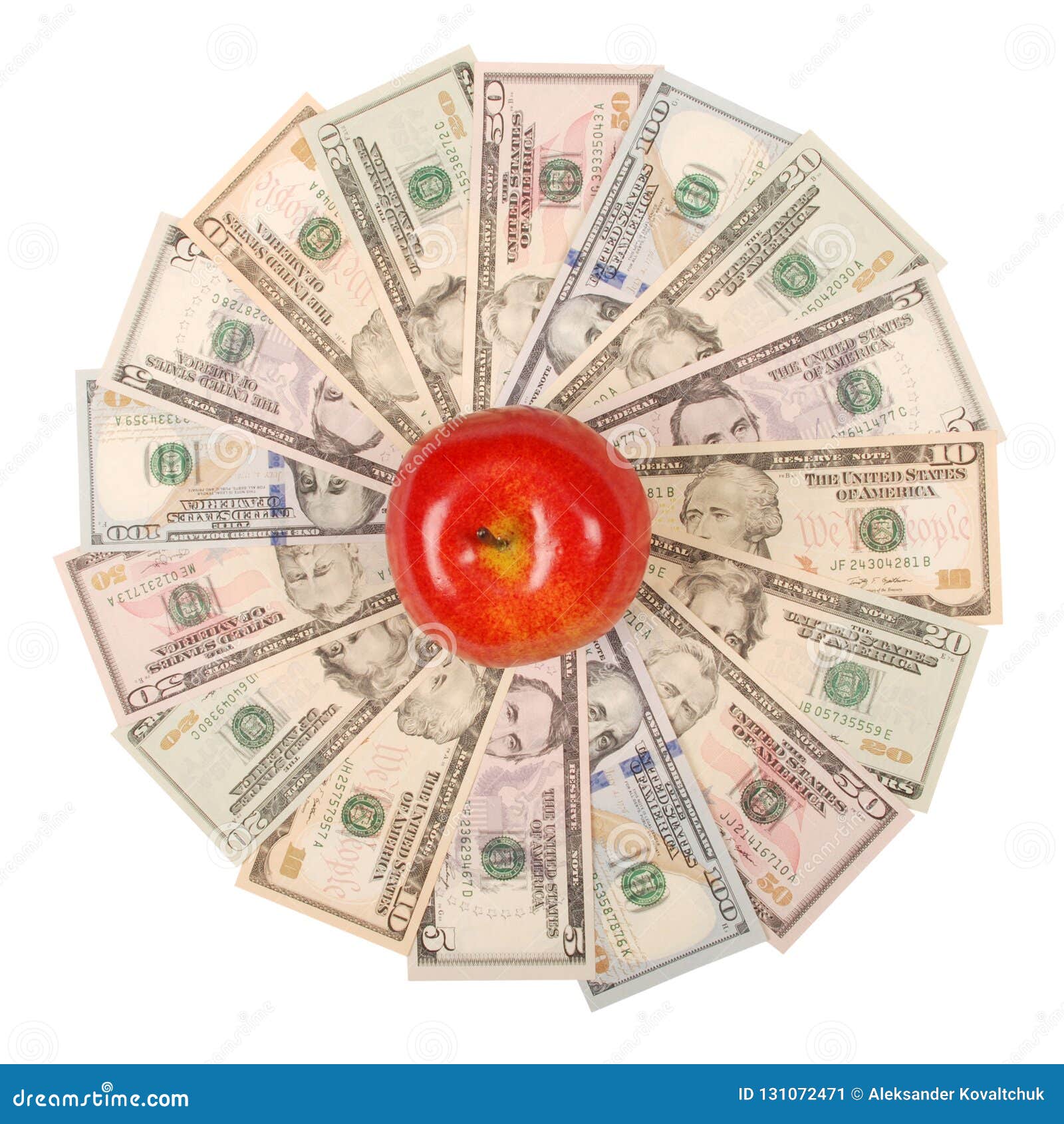 Download Red Apple On Mandala Kaleidoscope From Money. Stock Image ...