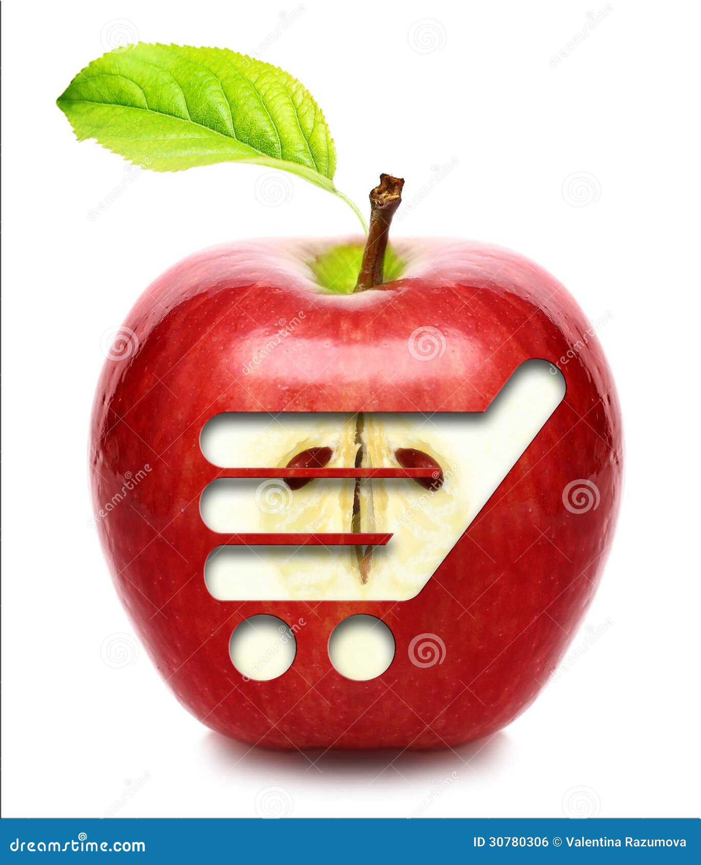 Red Apple with Shopping Cart. Stock Photo Image of natural, nature 30780306