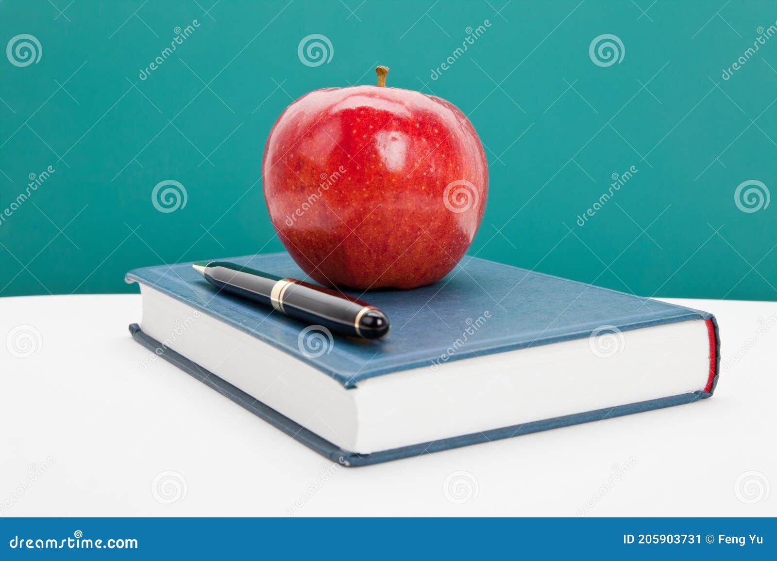 Red apple and Textbook stock image. Image of blackboard - 205903731